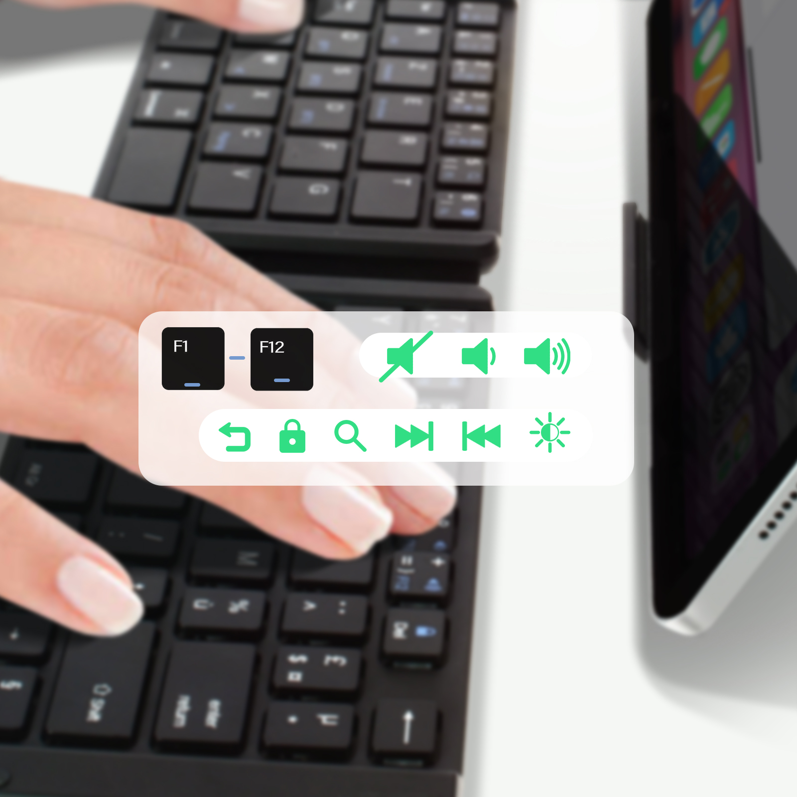 Tastiera senza fili QWERTY, compatibile con iOS / Android / Windows, nera - LinQ - Italiano