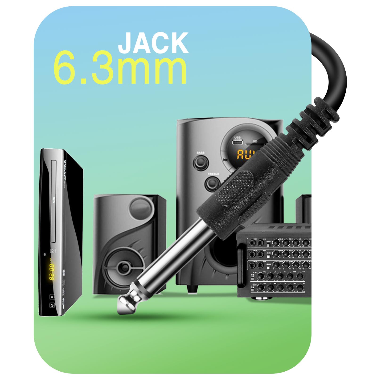 Micro Karaoke Filaire Jack 6.3mm, Bigben Party - Noir - Français
