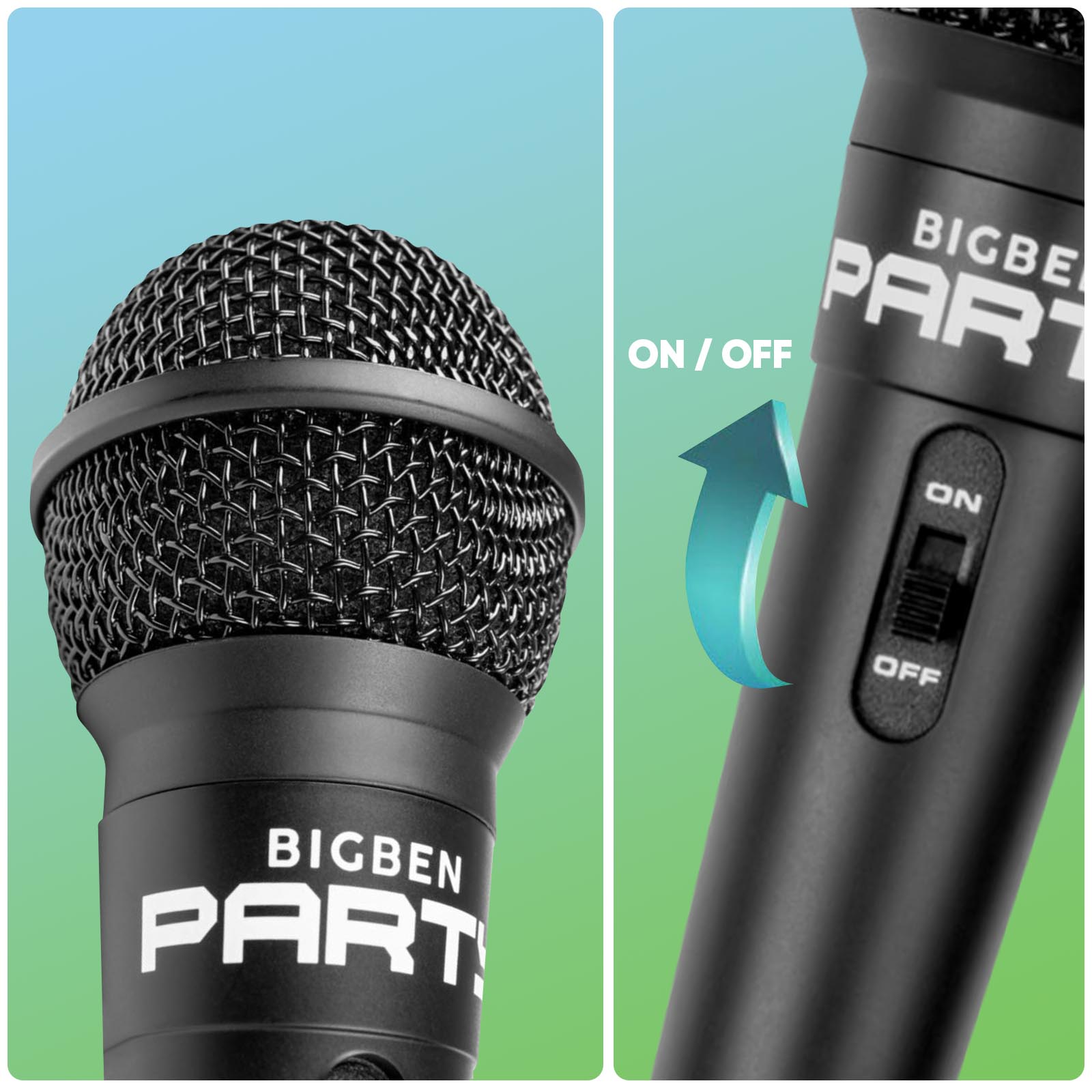 BigBen Party PartyMic - Microphone - prise jack de 6,35 mm - noir