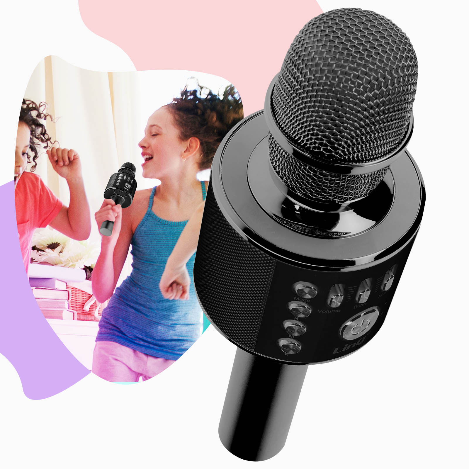 Micro Karaoke Bluetooth 5W, Boutons Multifonctions et Lecteur