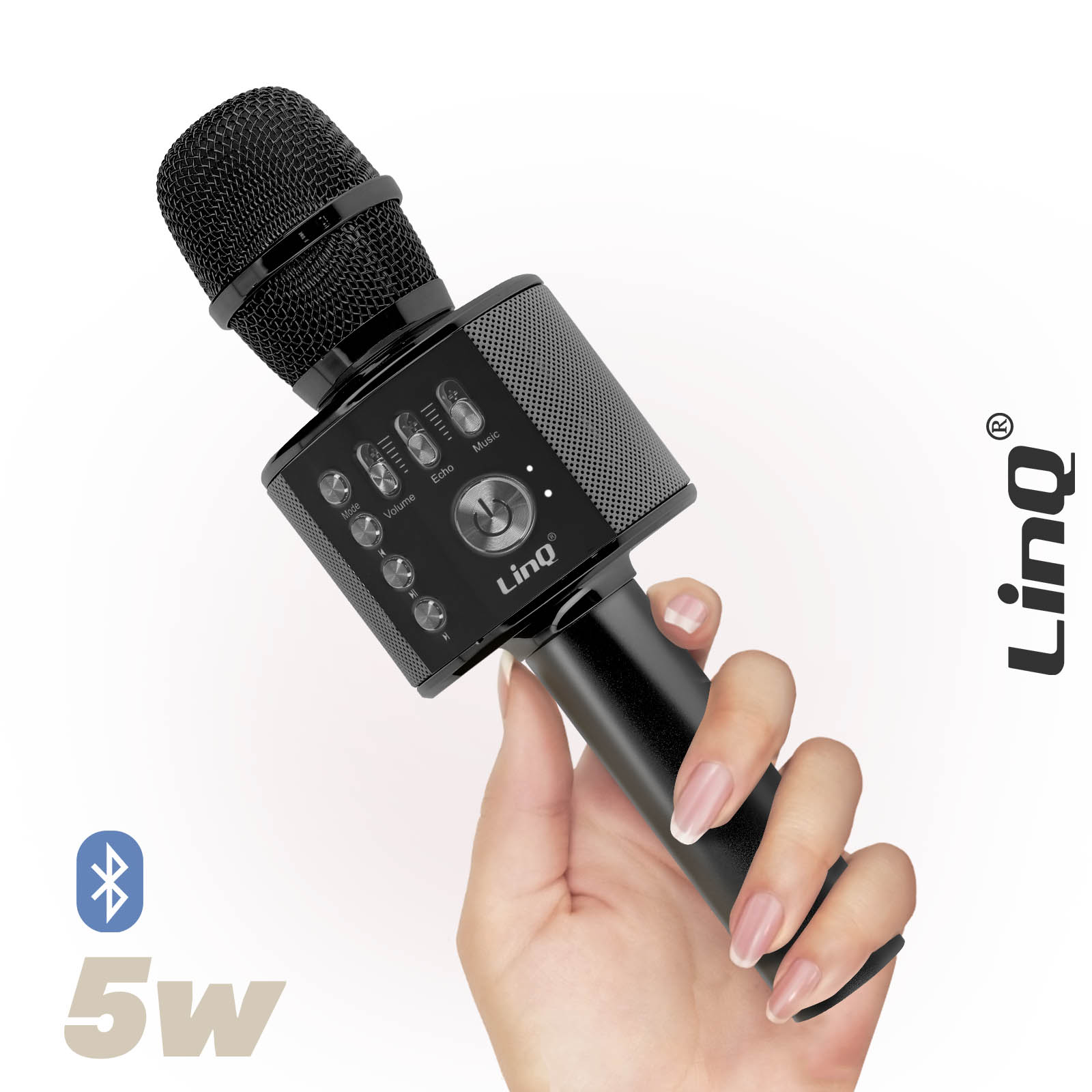 Micro Karaoké Sans fil Bluetooth avec Haut parleur 5W Autonomie 8H LinQ  argent