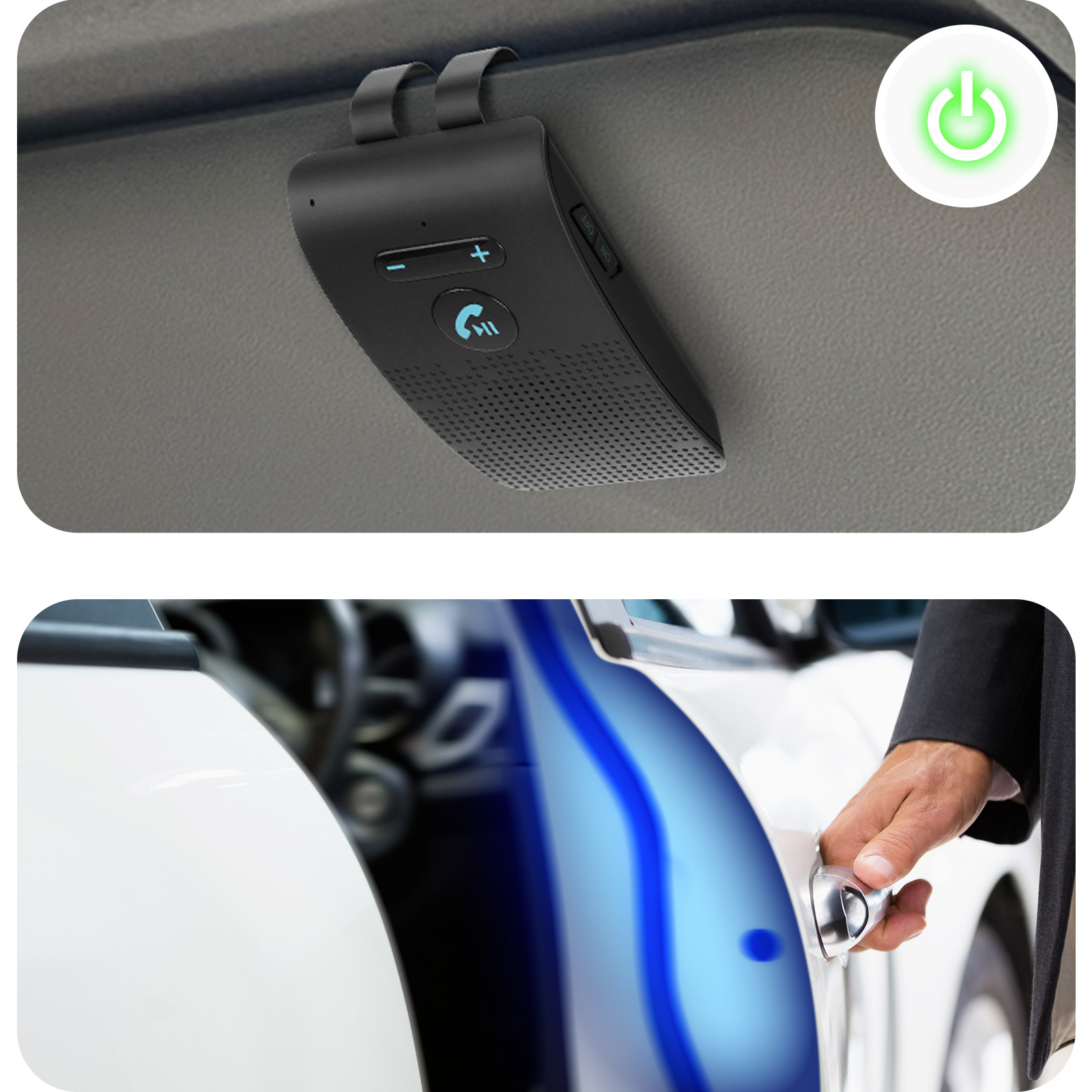 Kit main libre voiture Bluetooth multi-points (100% Legal Loi