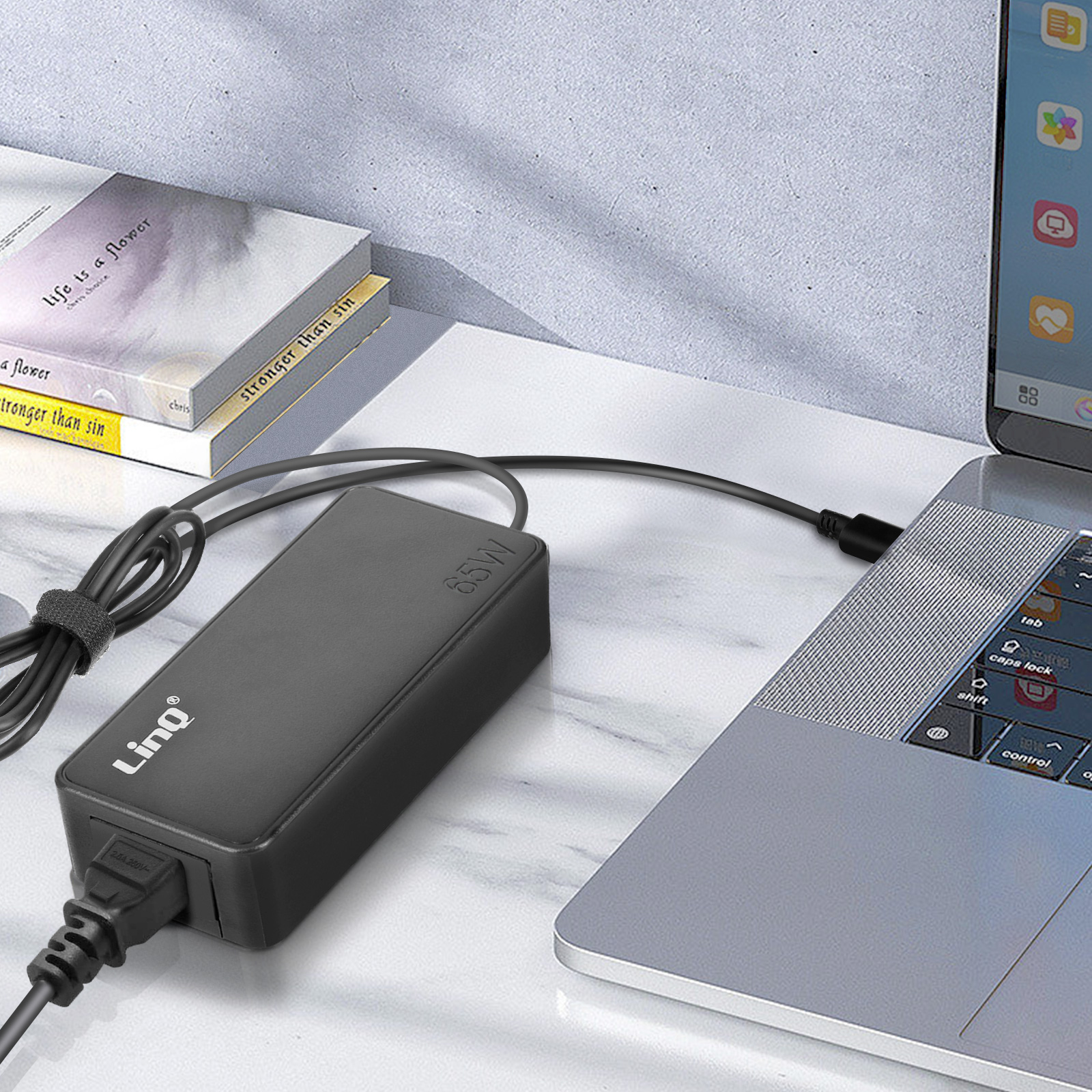 Chargeur ordinateur portable LINQ Secteur USB C 65W p. Ordinateur portable