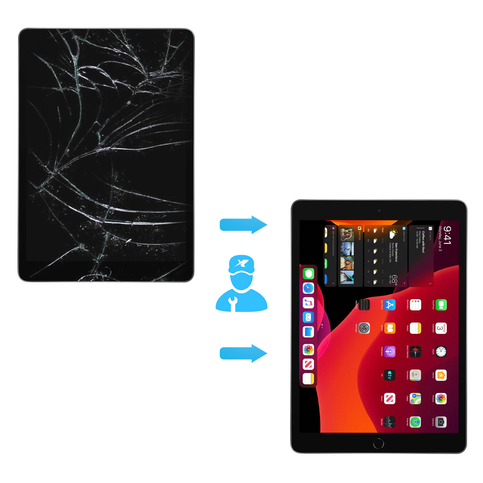 Vitre tactile noire pour iPad 2021 9ème Génération