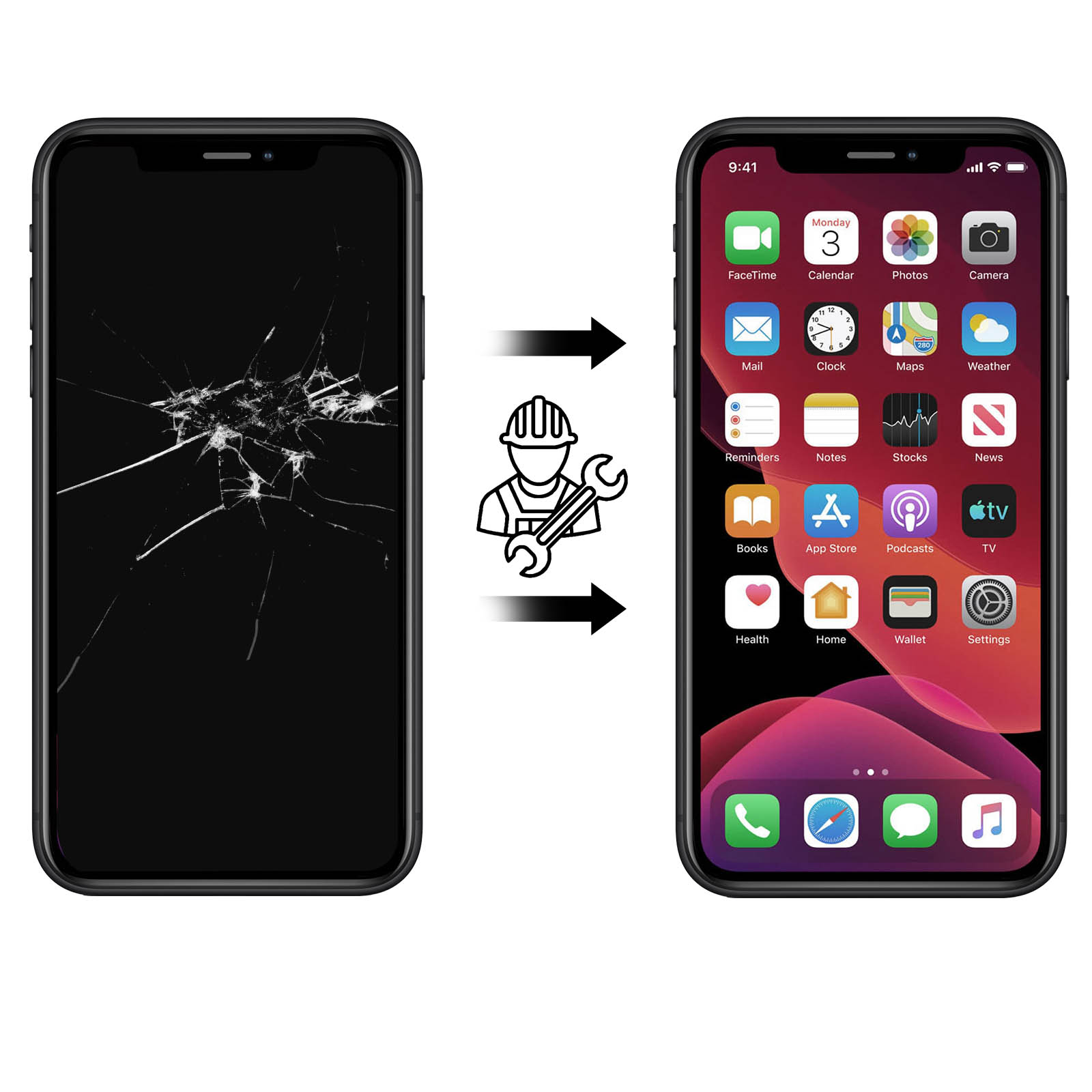 Bloc Complet Original Apple Ecran LCD + Tactile - Reconditionné à neuf -  Noir pour Apple iPhone XR - Français