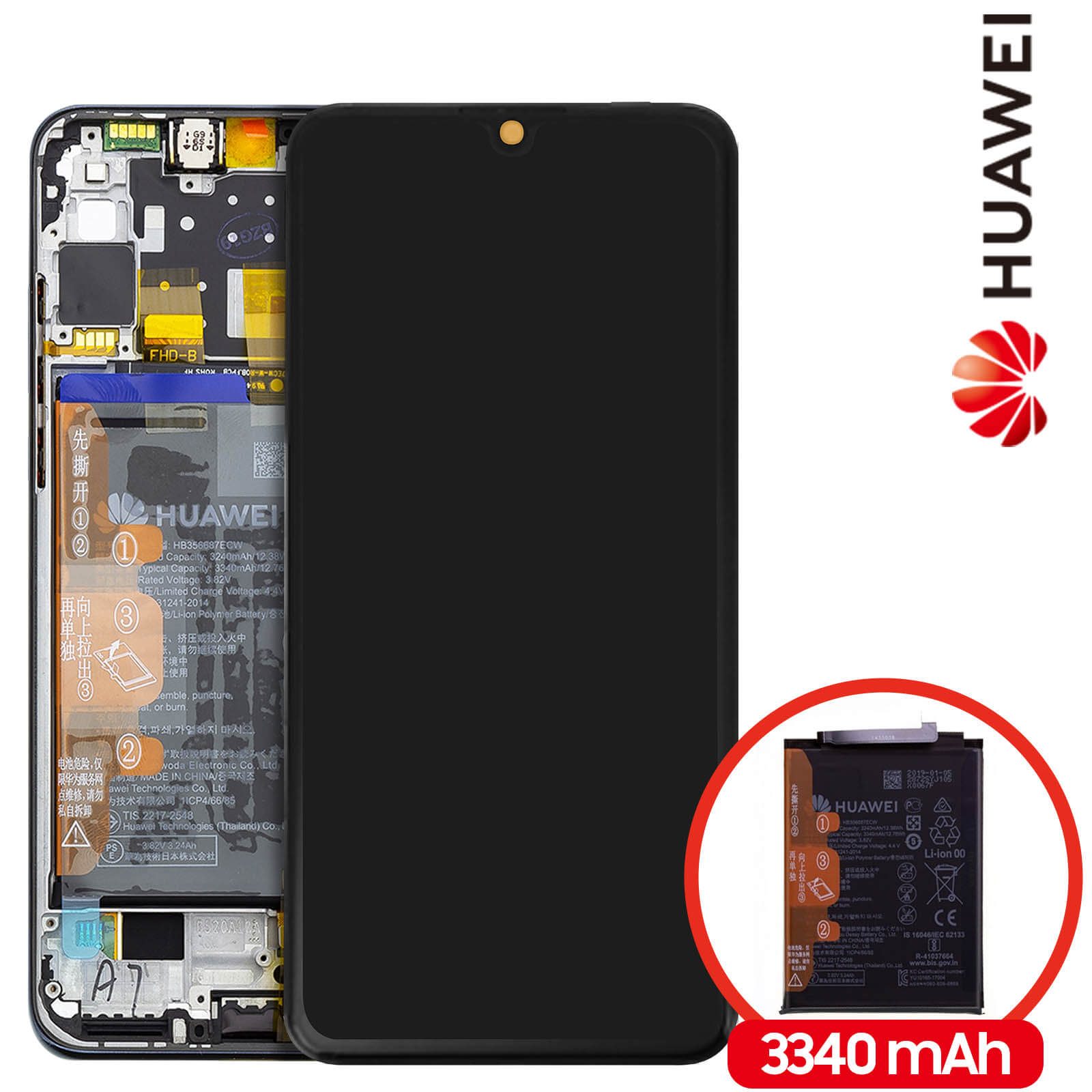batería de ion de litio con 3340 mAh incluye pantalla accesorio original de Huawei Batería para Huawei P30 Lite 