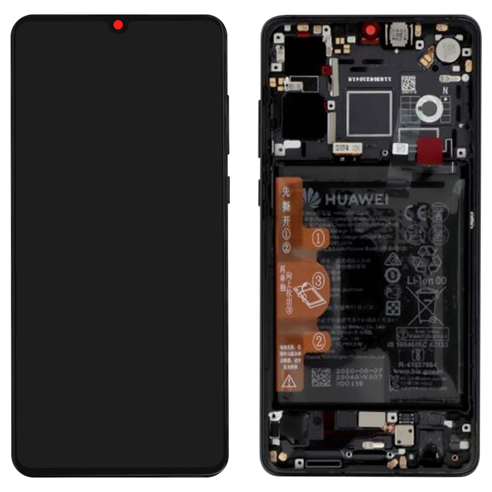 Bloc complet d'origine Huawei : Écran LCD Tactile avec Batterie intégrée  3340 mAh - Noir p. Huawei P30 Lite - Français