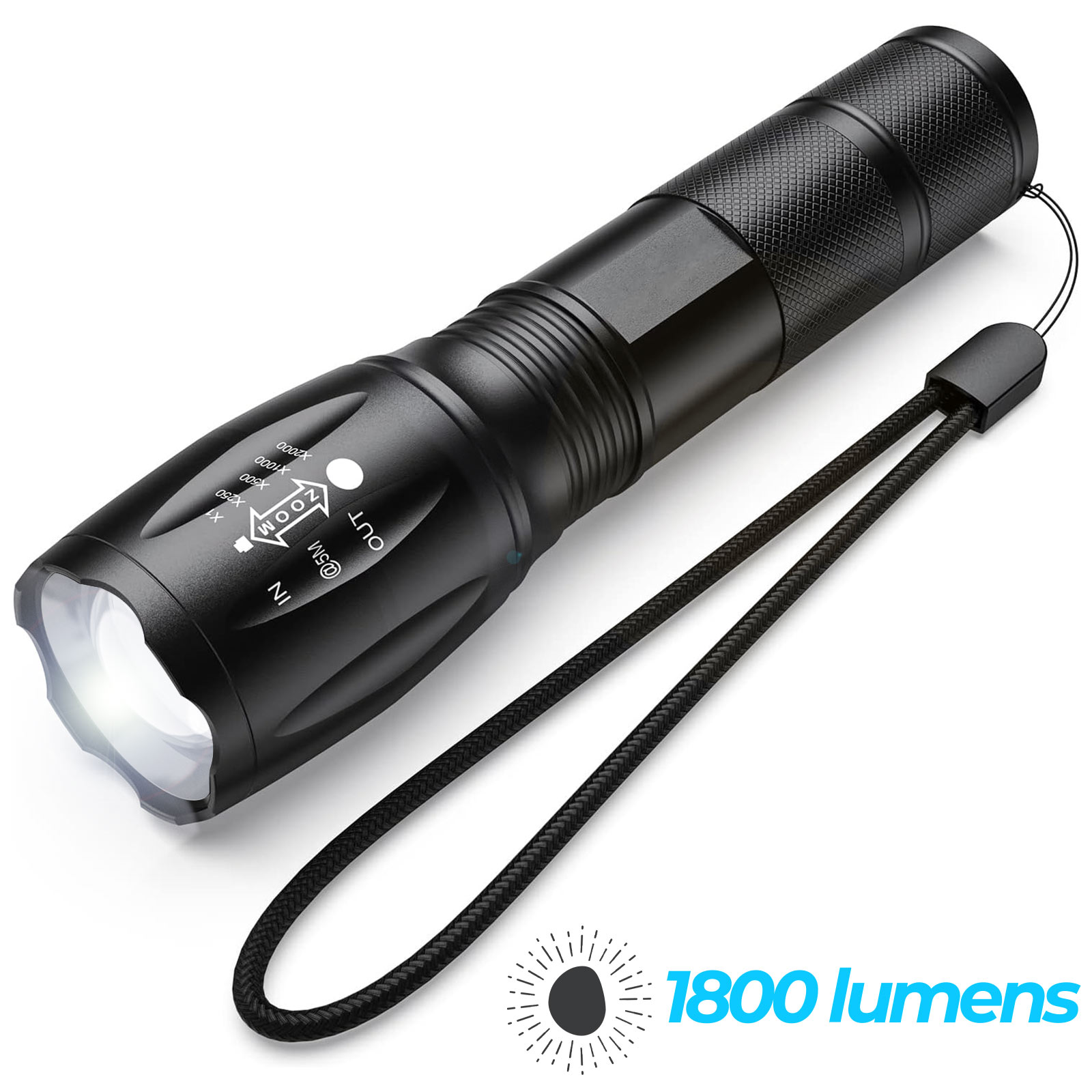 Lampe de Poche LED 1800 lumens, série LuminX - Zoom 20m - Français