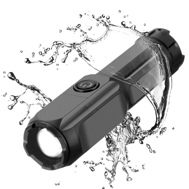 Lampe Torche LED série Flashlight, Zoom 30m Noir Français