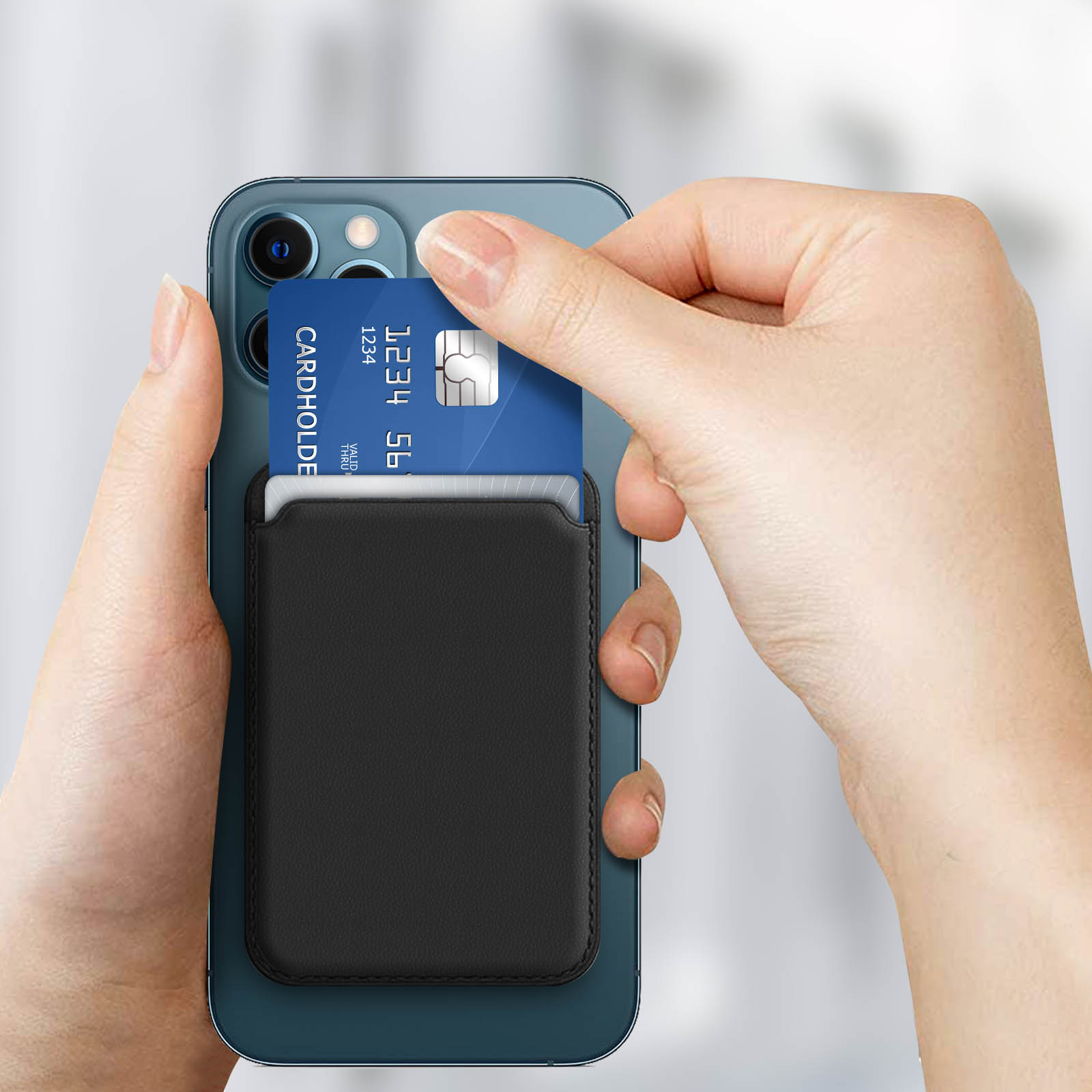 1€49 sur Porte Carte Magsafe pour iPhone 12 et 13 Revêtement en Cuir  Fixation Magnétique Noir - Porte-cartes - Achat & prix