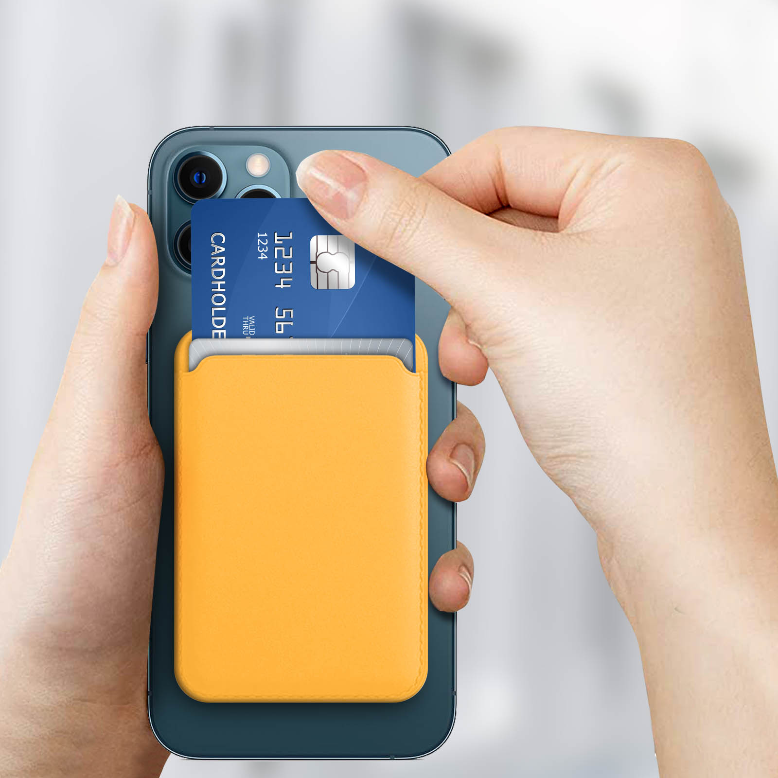 Avizar Porte Carte Magsafe pour iPhone 12 et 13 Revêtement en Cuir