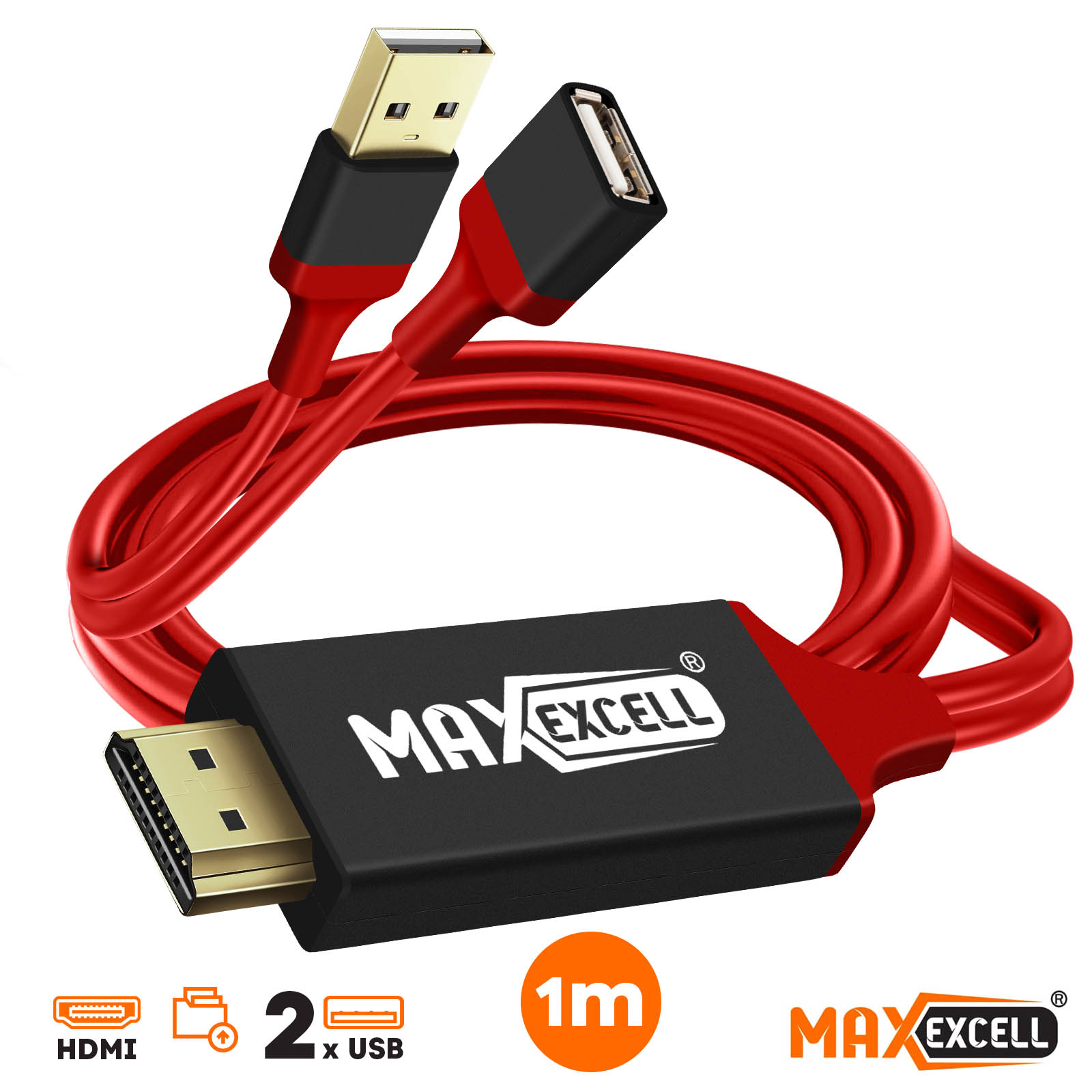 Câble HDMI Universel pour Smartphone et Tablette MHL, Résolution HD 2K, Max  excell - Noir / Rouge - Français