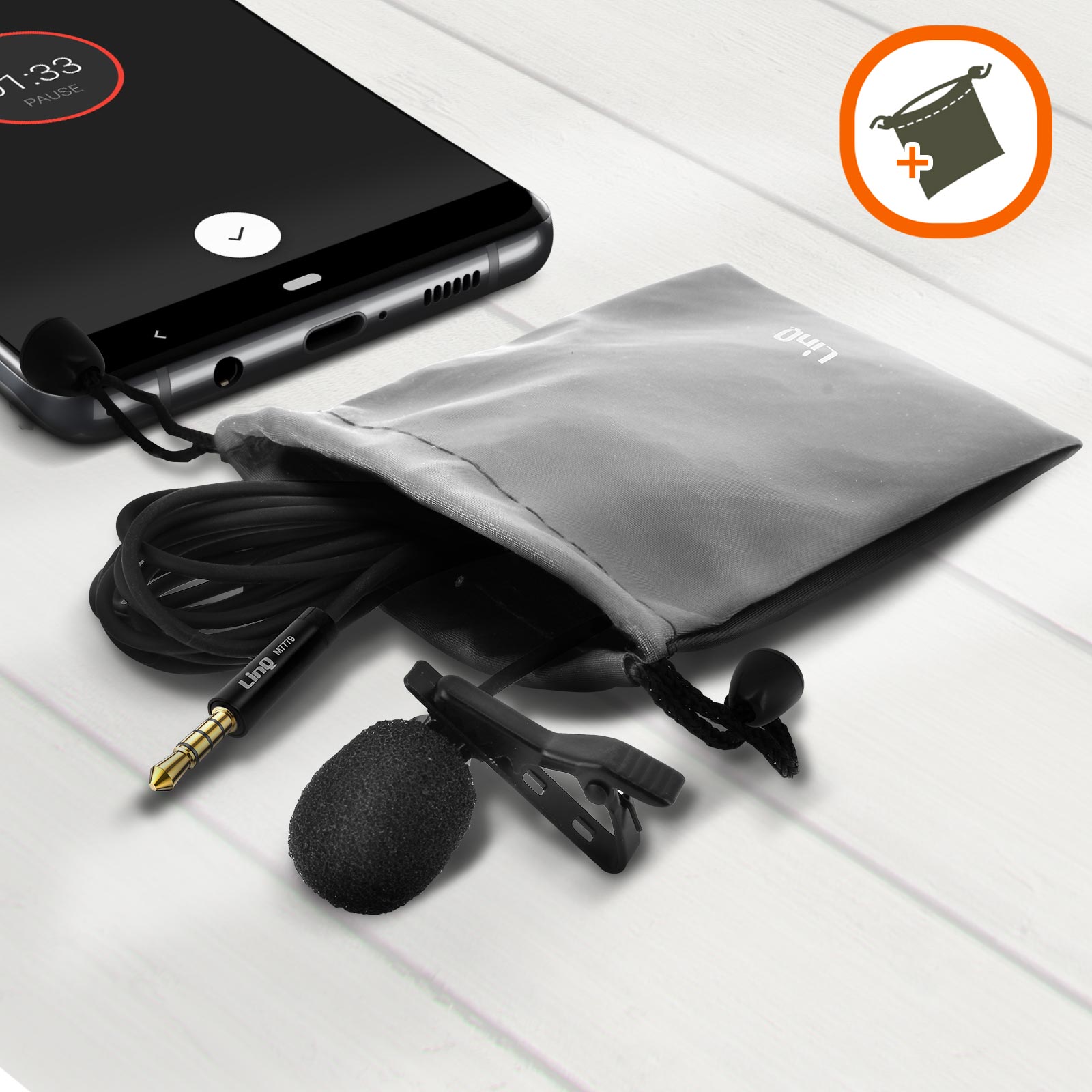 Micro-Cravate Smartphone avec Réduction du Bruit, Prise Jack 3.5mm