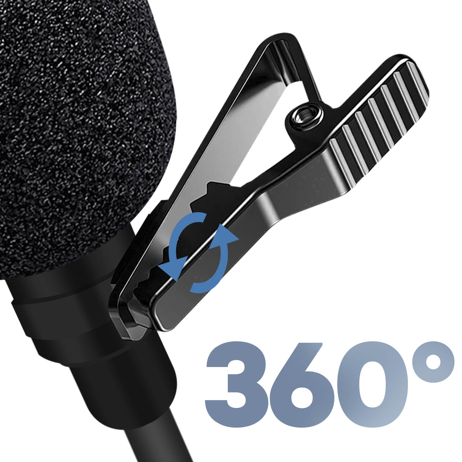 Micro cravate Lightnting Omnidirectionnel 360° Haute Qualité avec Câble 2m,  LinQ - Noir - Français
