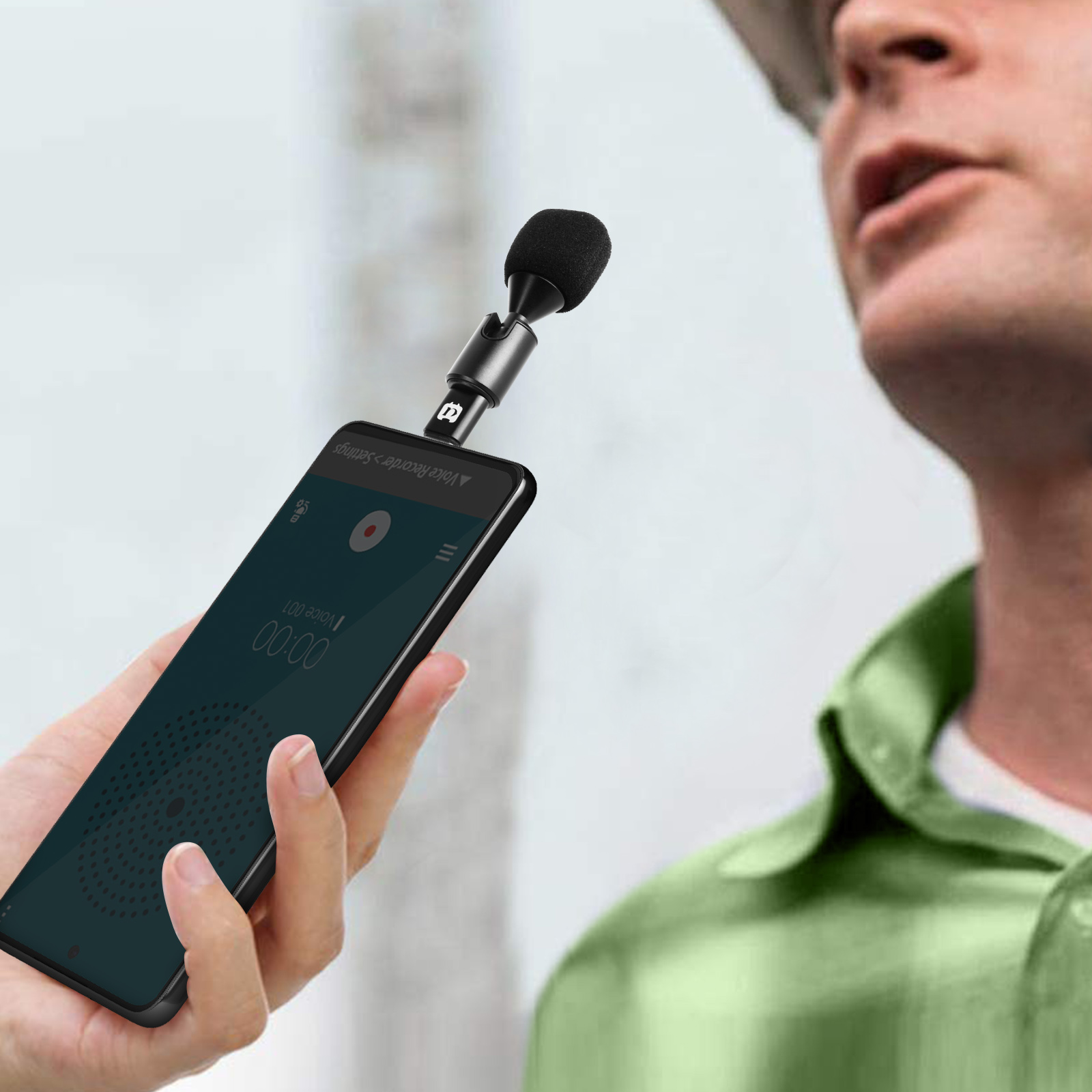 Micro pour Smartphone, connexion USB-C, Pivotable avec Bonnette Anti-Vent -  Noir