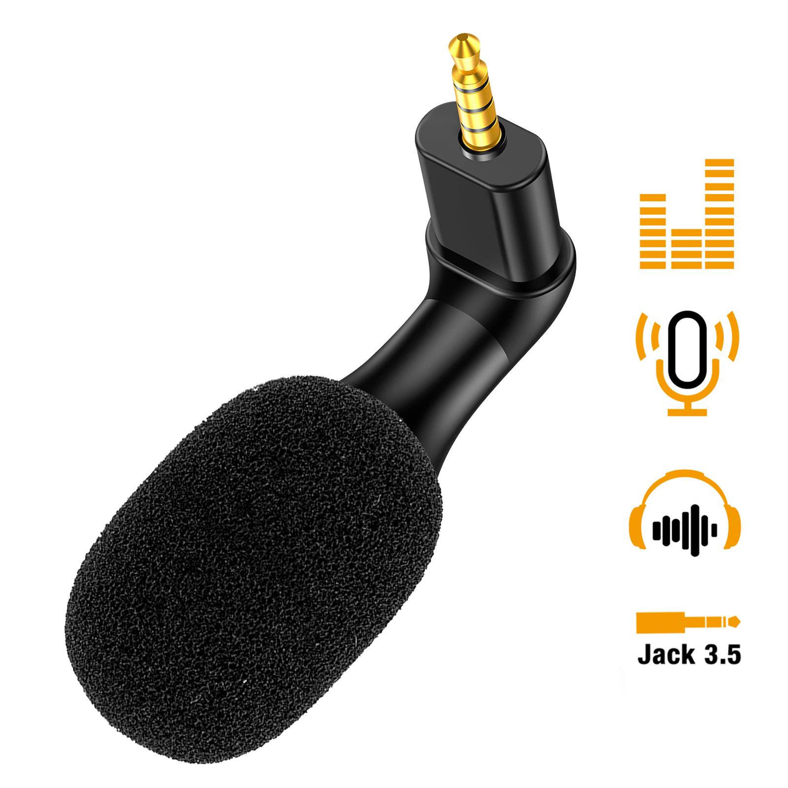 3.5mm Mikrofon mit Rauschunterdrückung und omnidirektionalem Sound -  Schwarz - German