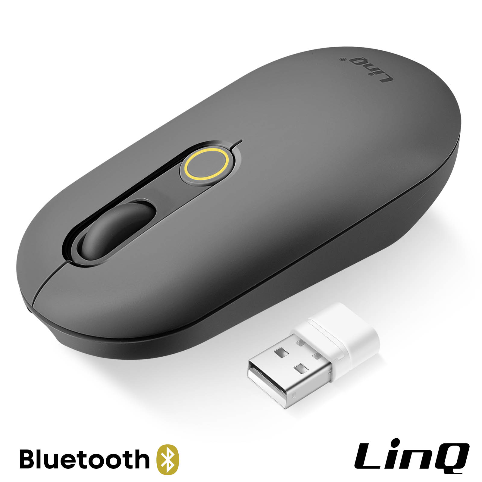 Souris Sans Fil Bluetooth + Mode Dongle USB, LinQ - Noir - Français