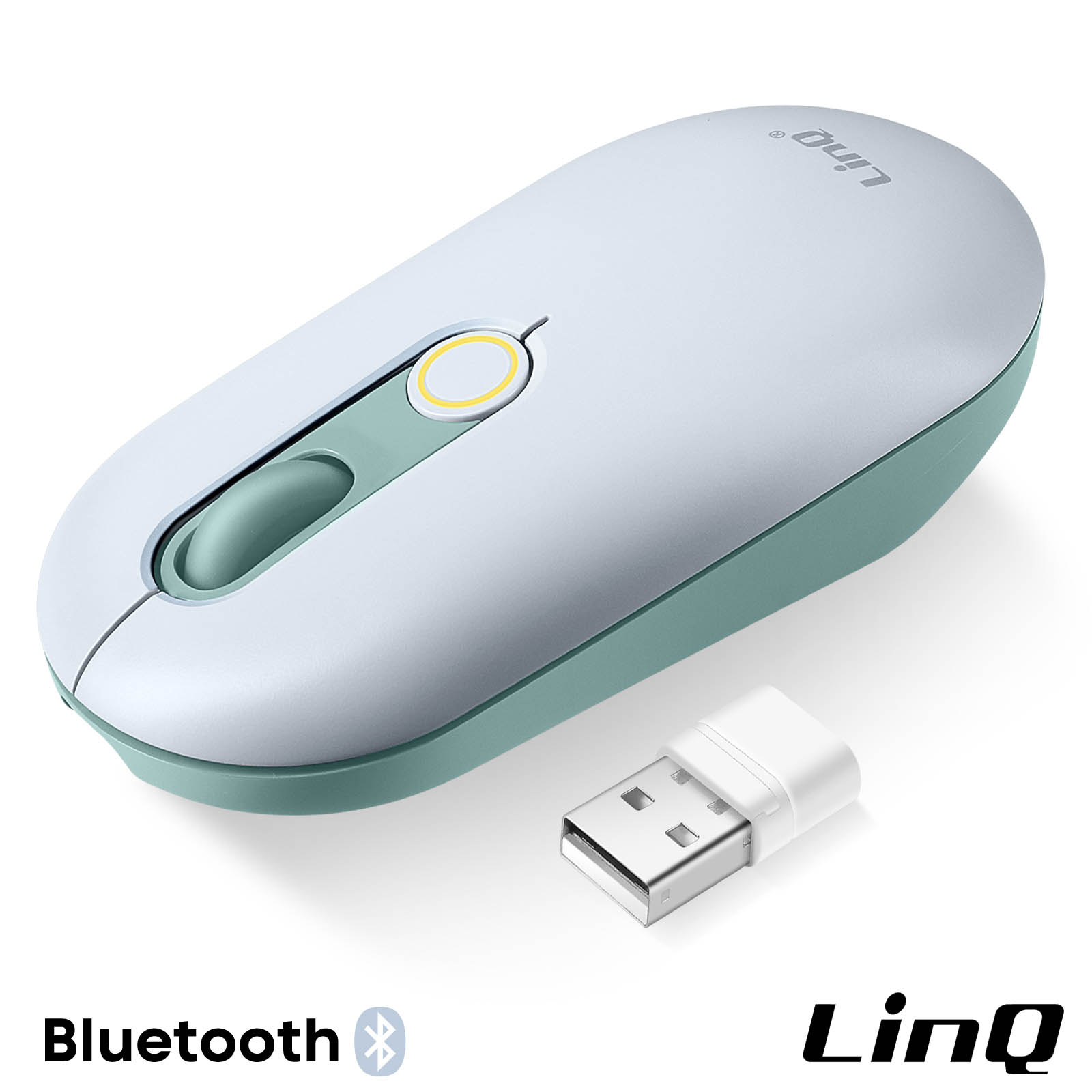 Souris Sans Fil Bluetooth + Mode Dongle USB, LinQ - Bleu - Français