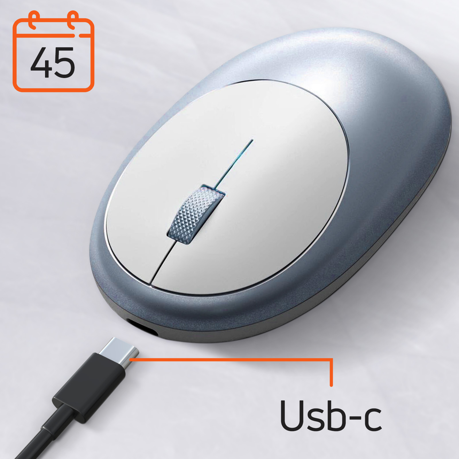 Mouse Bluetooth per MacBook e iMac ricaricabile USB-C, Satechi M1 - azzurro  - Italiano
