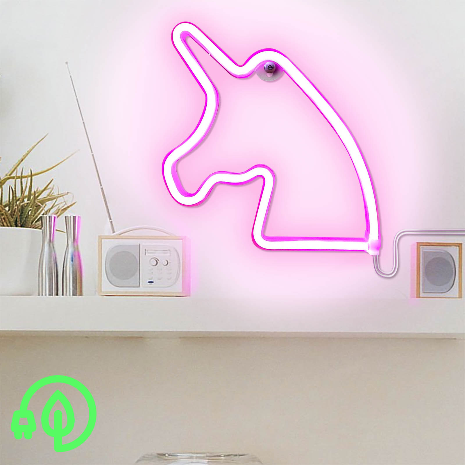 Lampada neon LED luce gialla unicorno