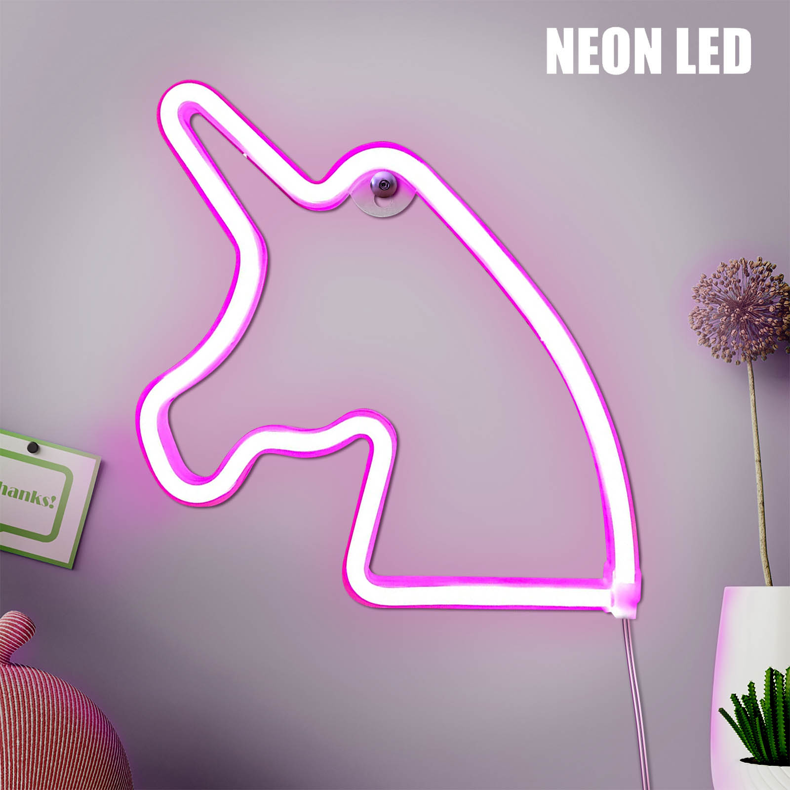Lampada da muro a neon a forma di unicorno con LED.