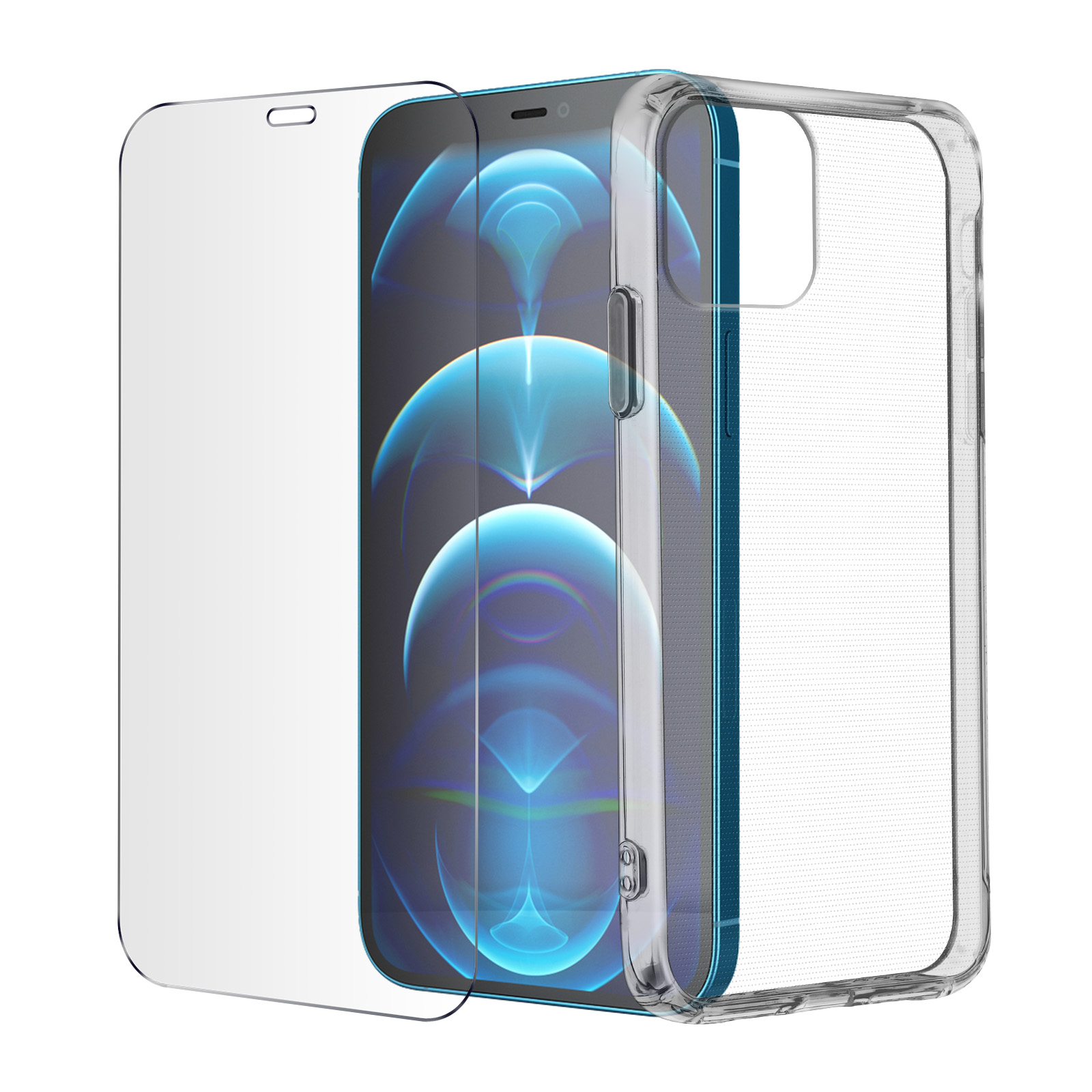 Coque Apple iPhone 12 Pro 6.1 Transparente + 2 Pack Verre trempé