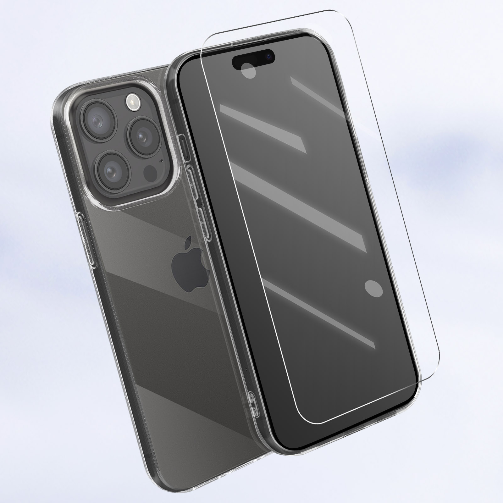 Coque iPhone 15 Pro Transparent + Verre Trempé 9H - Protection Intégrale  360° - Français