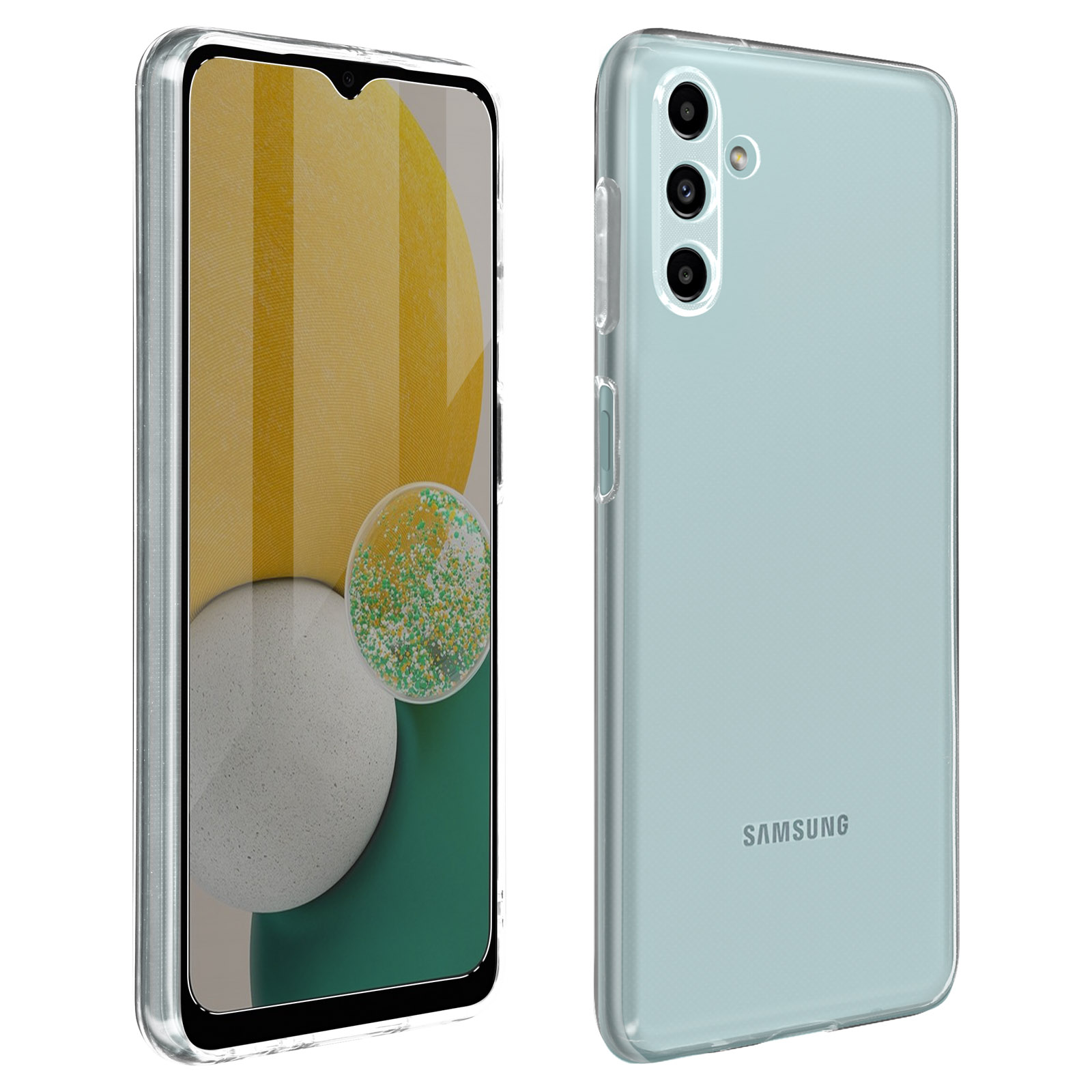 Pack de Protection 360° Samsung Galaxy A13 5G et A04s : Coque Souple  Silicone Gel + Verre Trempé - Transparent - Français