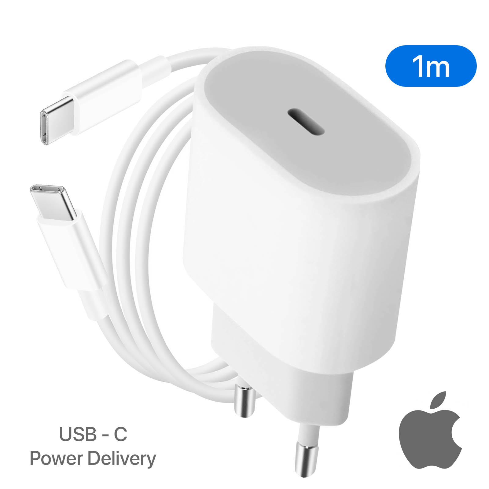 Chargeur Apple USB-C 20W + Câble USB-C 1m - Pack Original Apple iPhone 15 -  Français