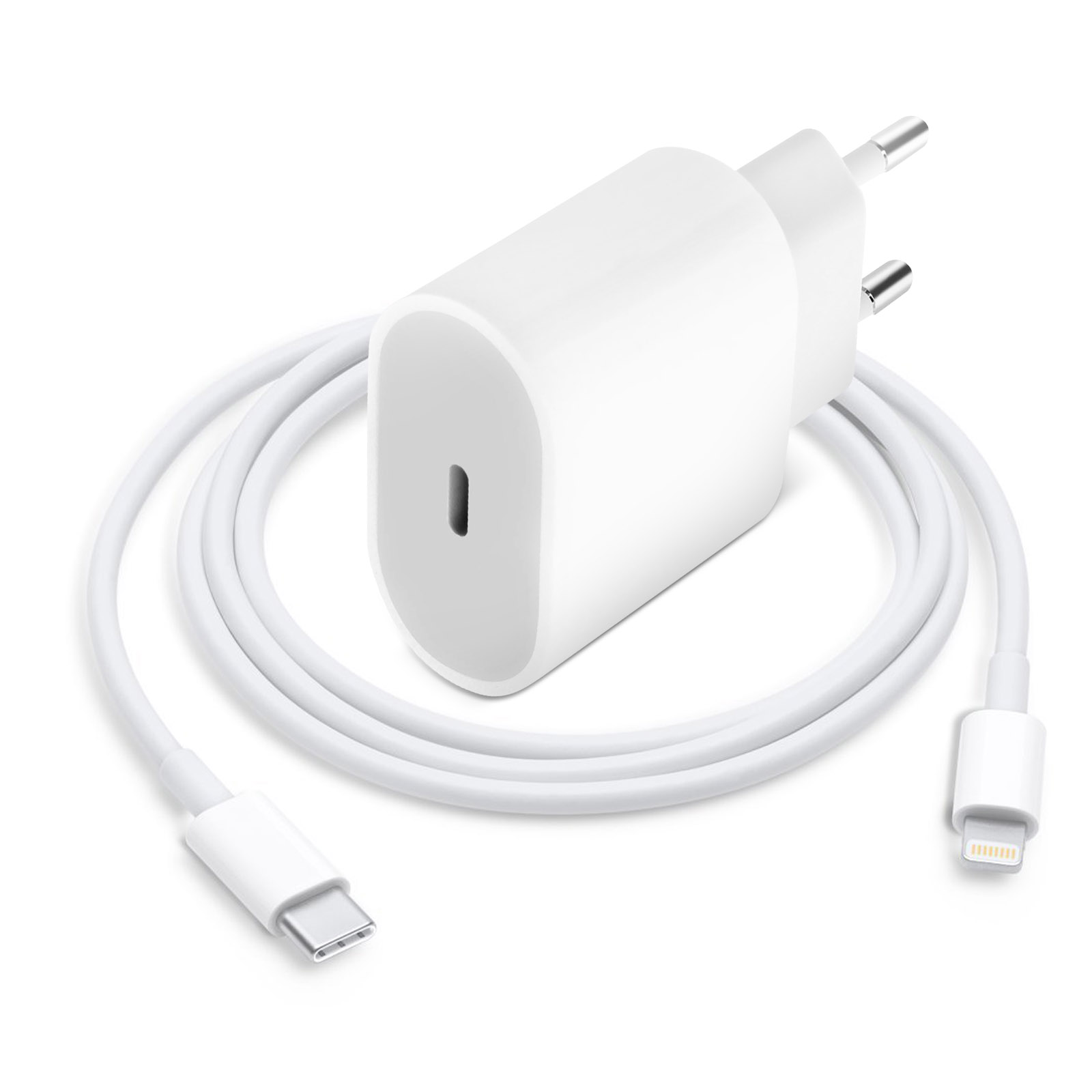 Apple - Chargeur Secteur USB-C 20W + Câble Lightning Power Delivery  Original Apple Blanc - Adaptateur Secteur Universel - Rue du Commerce
