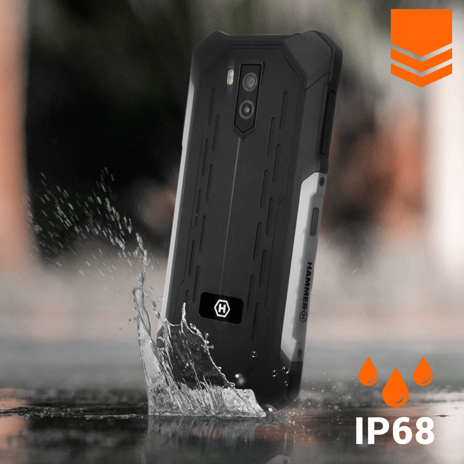 Téléphone HAMMER Iron 3 4G LTE Noir / Argent + Verre Trempé Starter