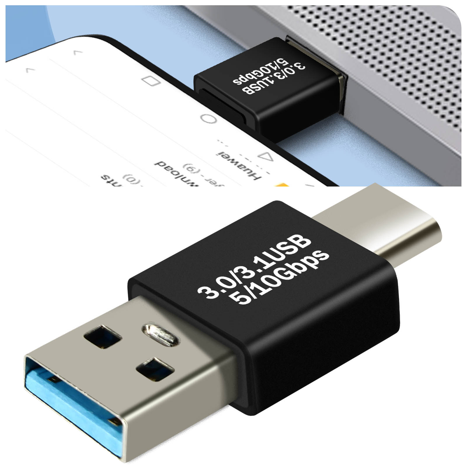 ADAPTATEUR USB A 3.0 MALE VERS USB-C FEMELLE