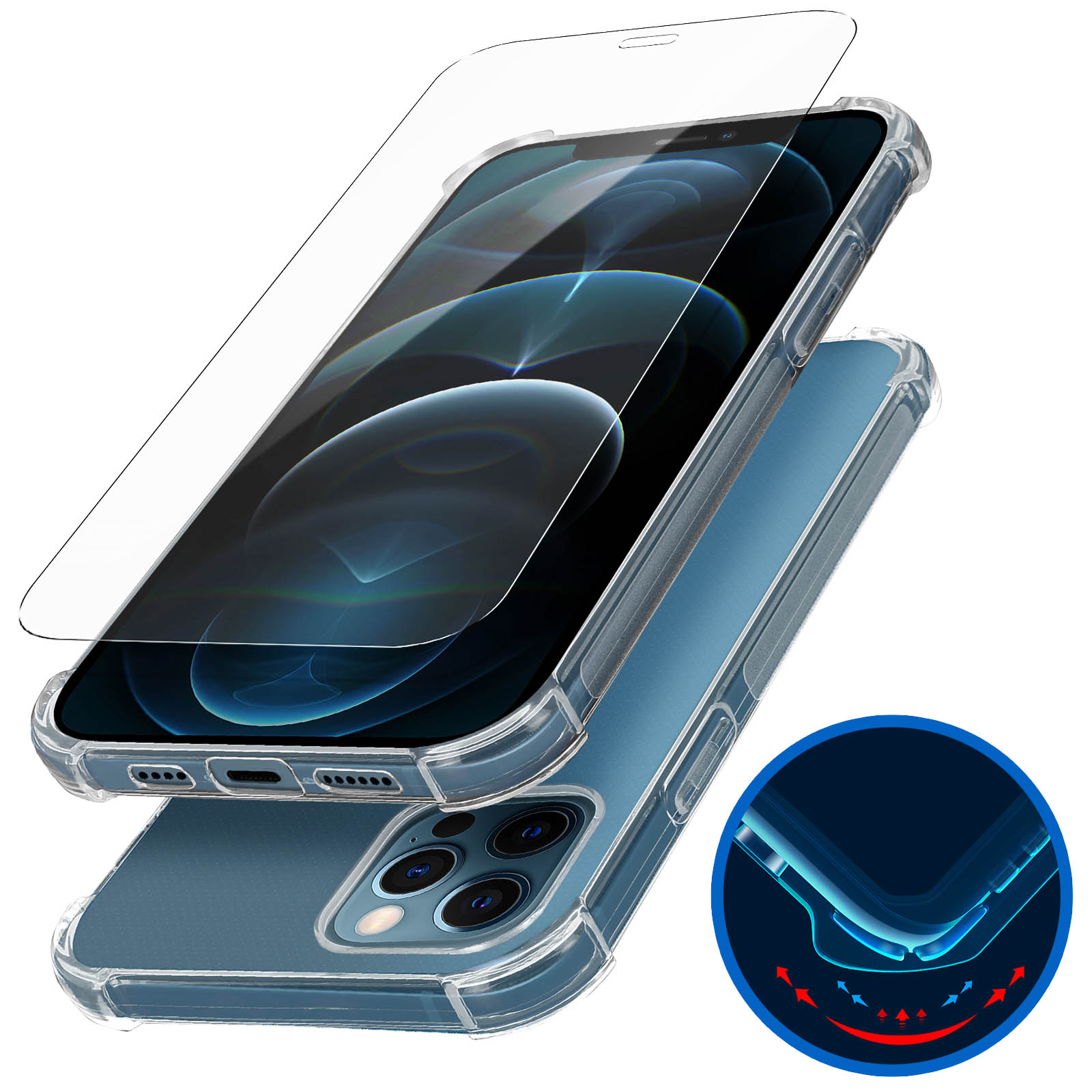 Pack de Protection 360° Premium iPhone 12 Pro Max : Coque Souple