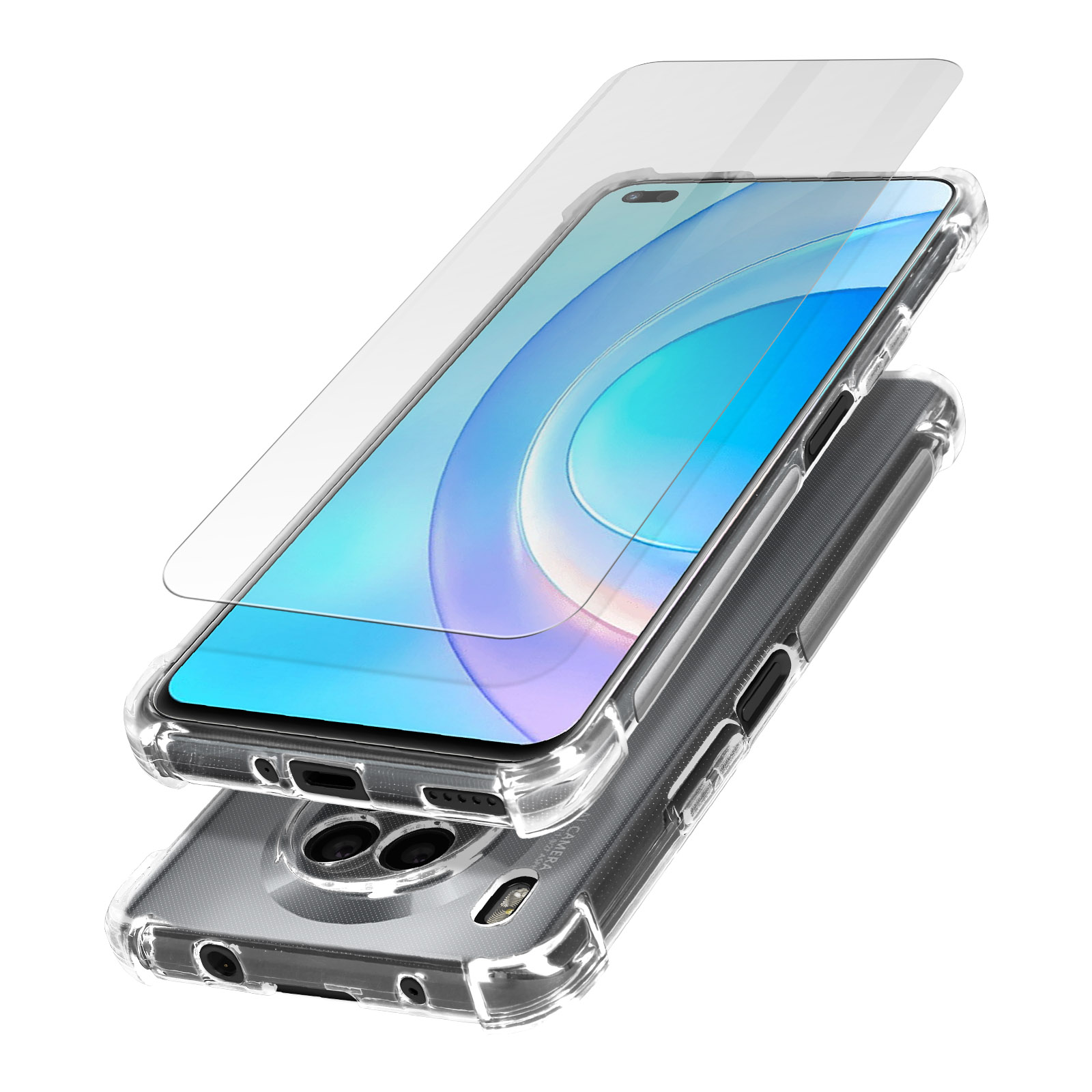 Pack de protección 360º premium Honor 50 Lite / Huawei Nova 8i: funda  flexible antigolpes + cristal templado - Transparente - Spain