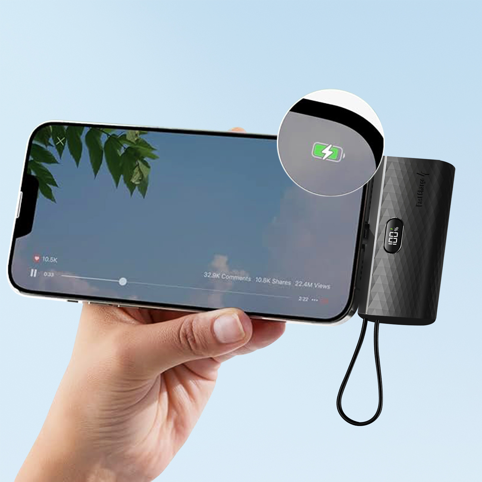 Powerbank Lightning + USB C Capacidade 5000mAh Conectores Lightning e ...