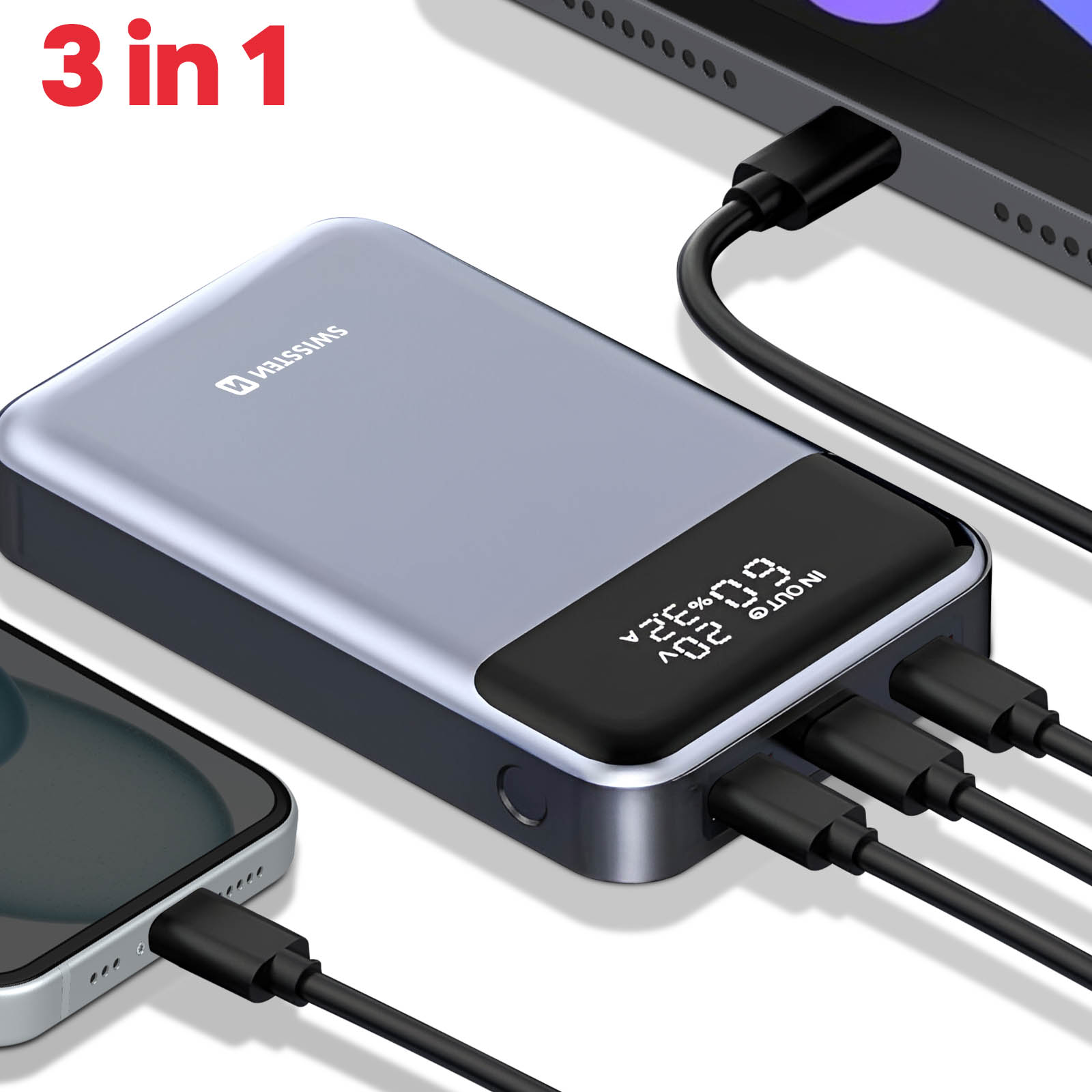 Batterie Externe 20000mAh pour Ordinateur Portable et MacBook, USB
