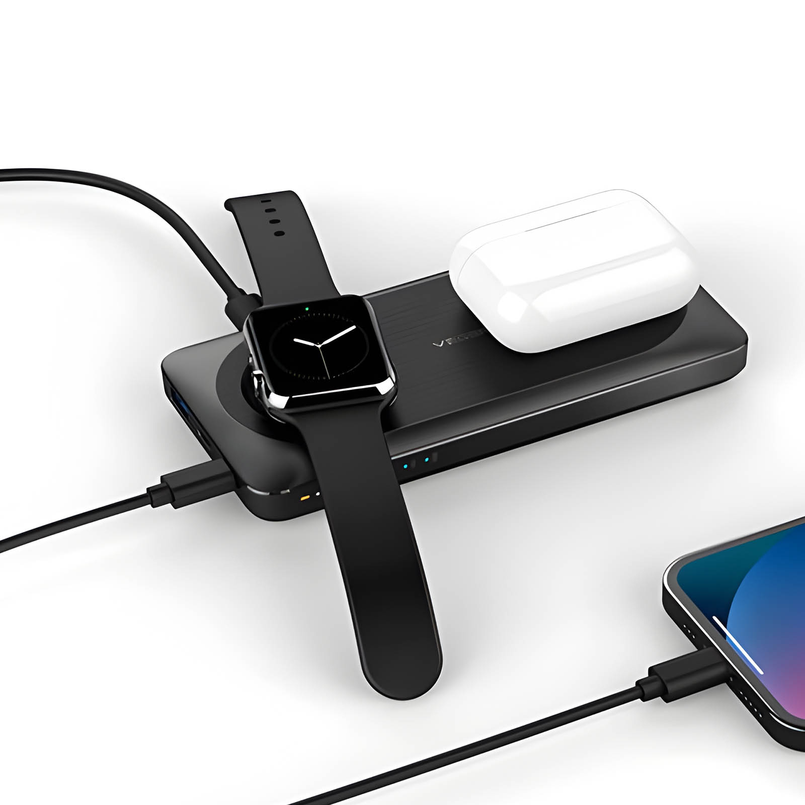 Batería externa inalámbrica de 15 W para iPhone y Apple Watch, USB + USB-C  - Swissten - Spain