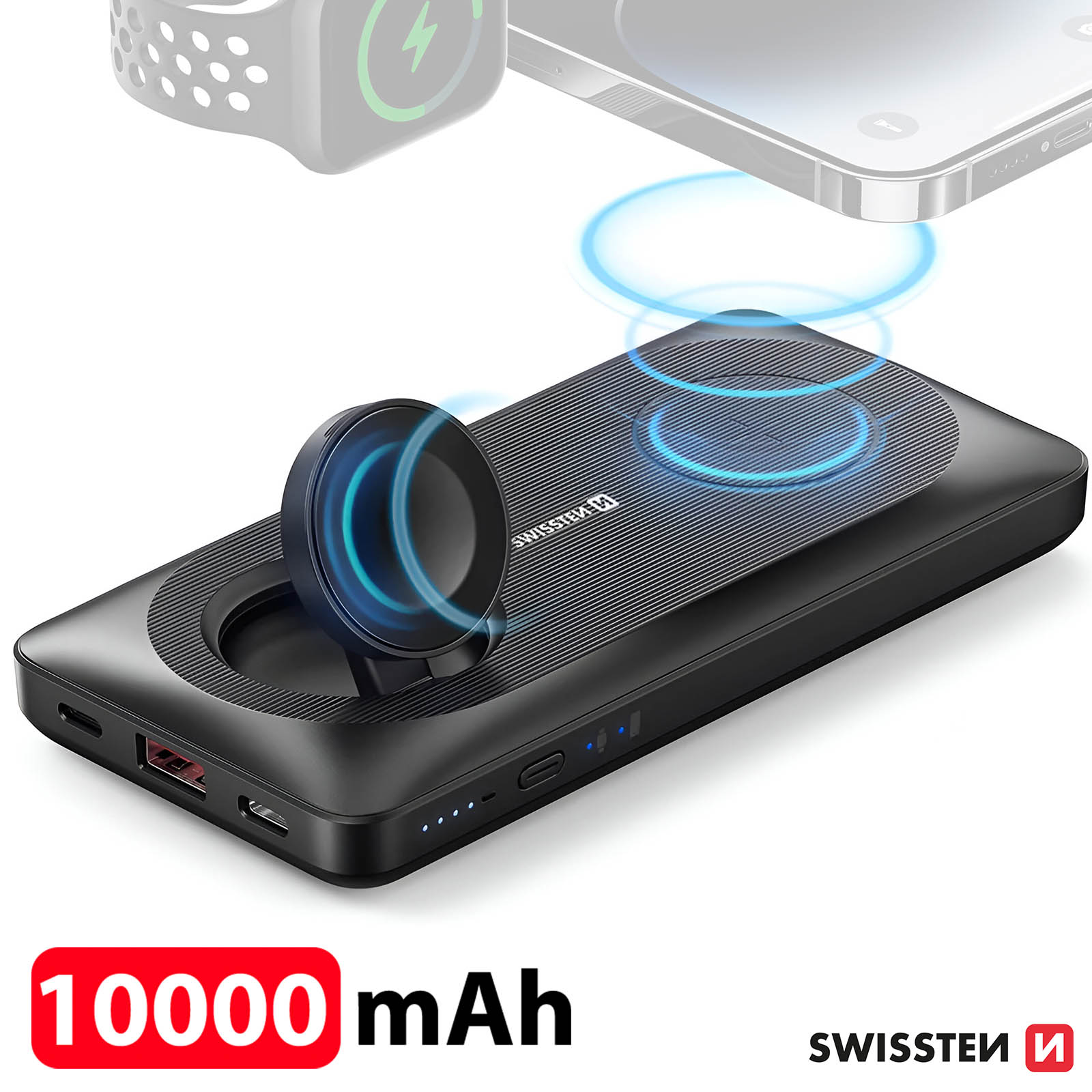 Batterie Externe sans fil 15W pour iPhone et Apple Watch, USB + USB-C -  Swissten - Français