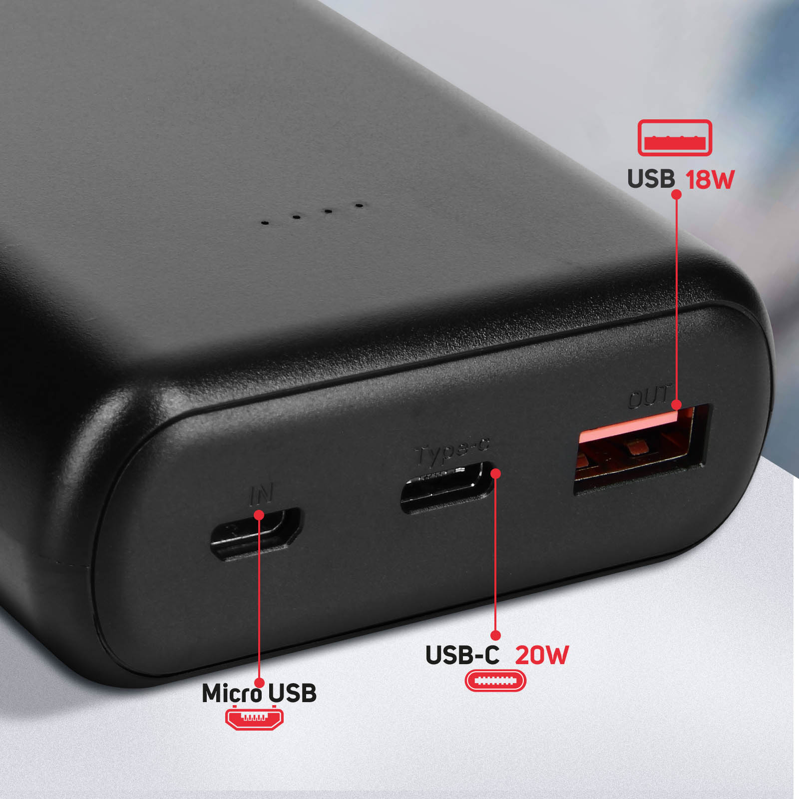 Batterie de Secours 30000 mAh 2x USB Quick Charge 3.0 + USB-C Power  Delivery avec Câble USB-C 1m, Swissten - Noir - Français