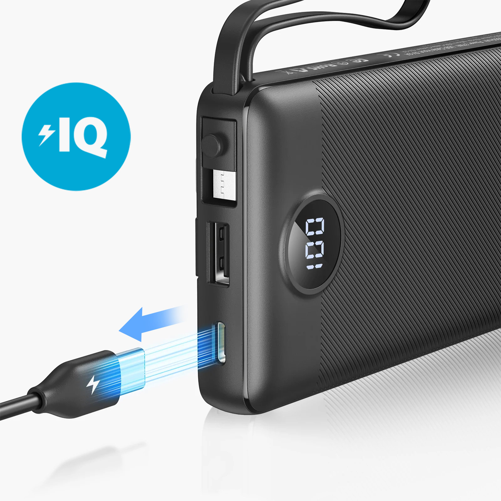 Batterie Externe Universelle 10000mAh, Câbles Apple Lightning / USB-C /  Micro USB avec Affichage LED - Veger - Français