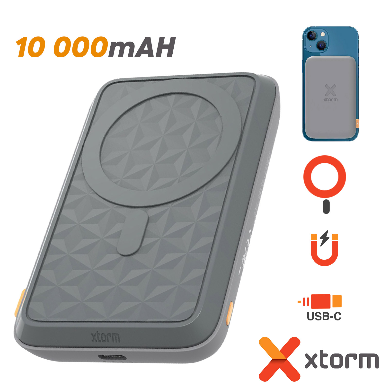 Batterie Externe Magnétique 10000mAh USB-C - Recharge Sans Fil - Chargeur  Rapide 