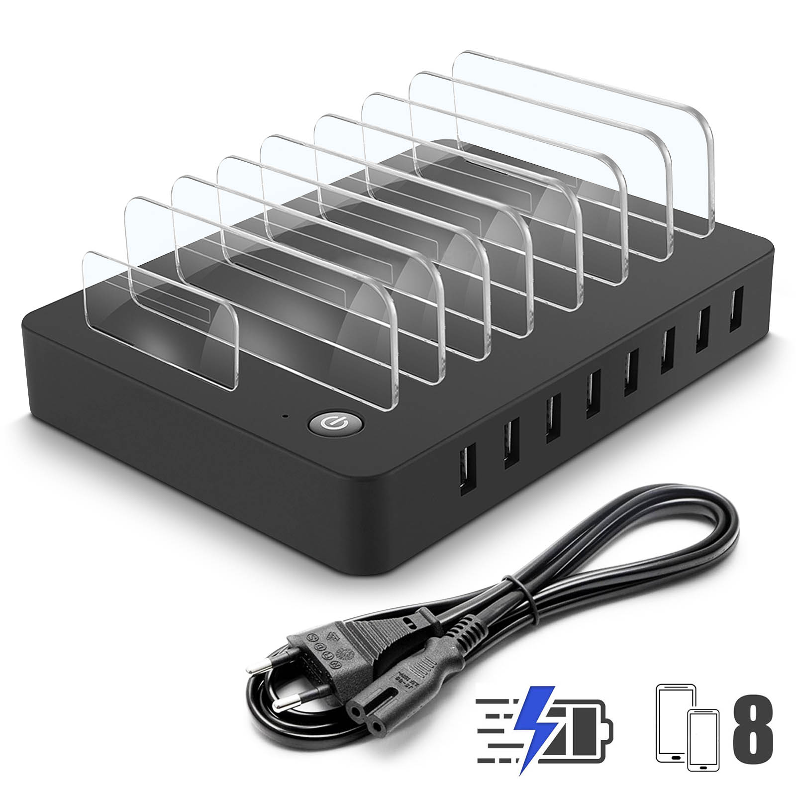Multi-Geräte Ladestation 5x UBS-Anschlüsse + 2x USB