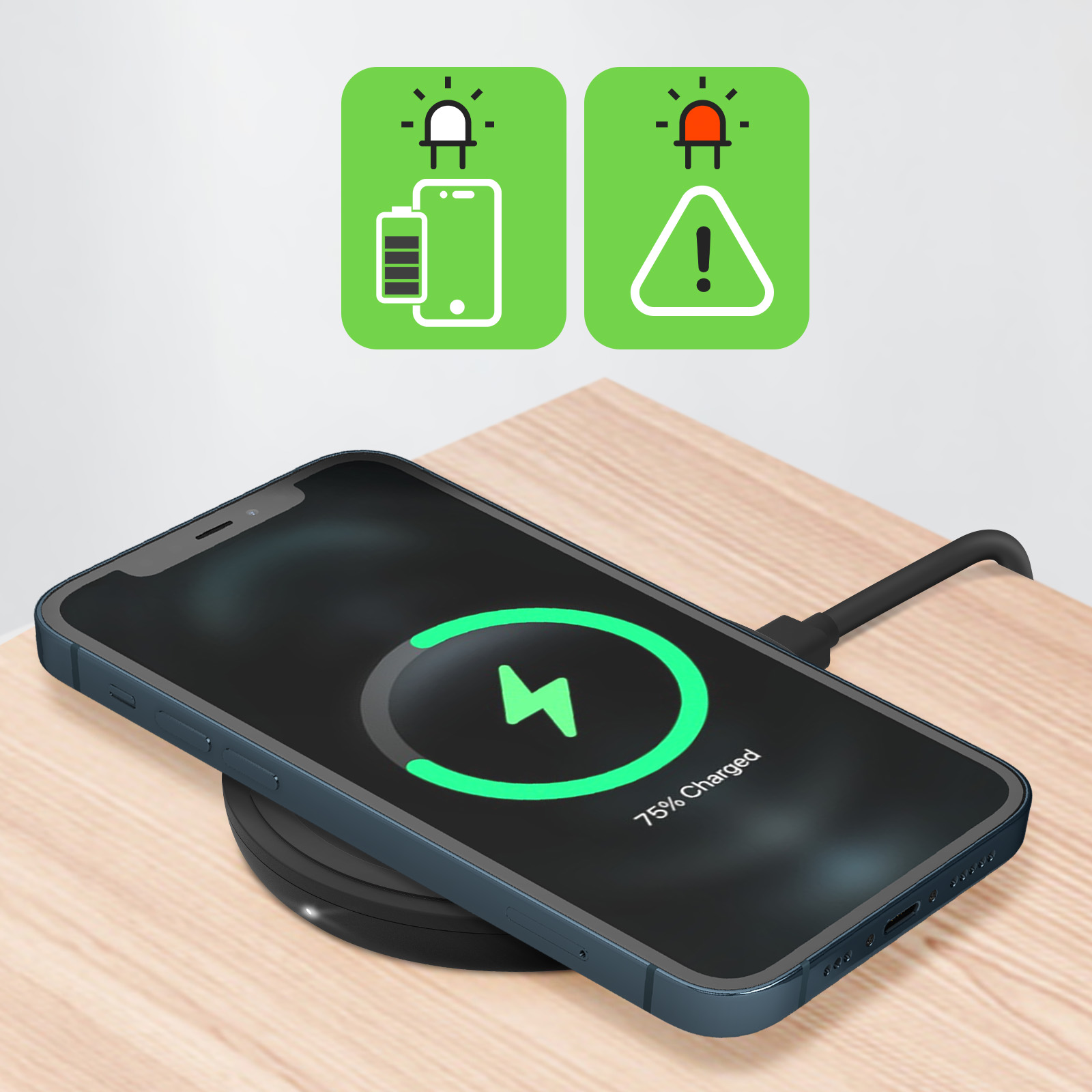 Chargeur sans-fil qi charge rapide portable smartphones induction