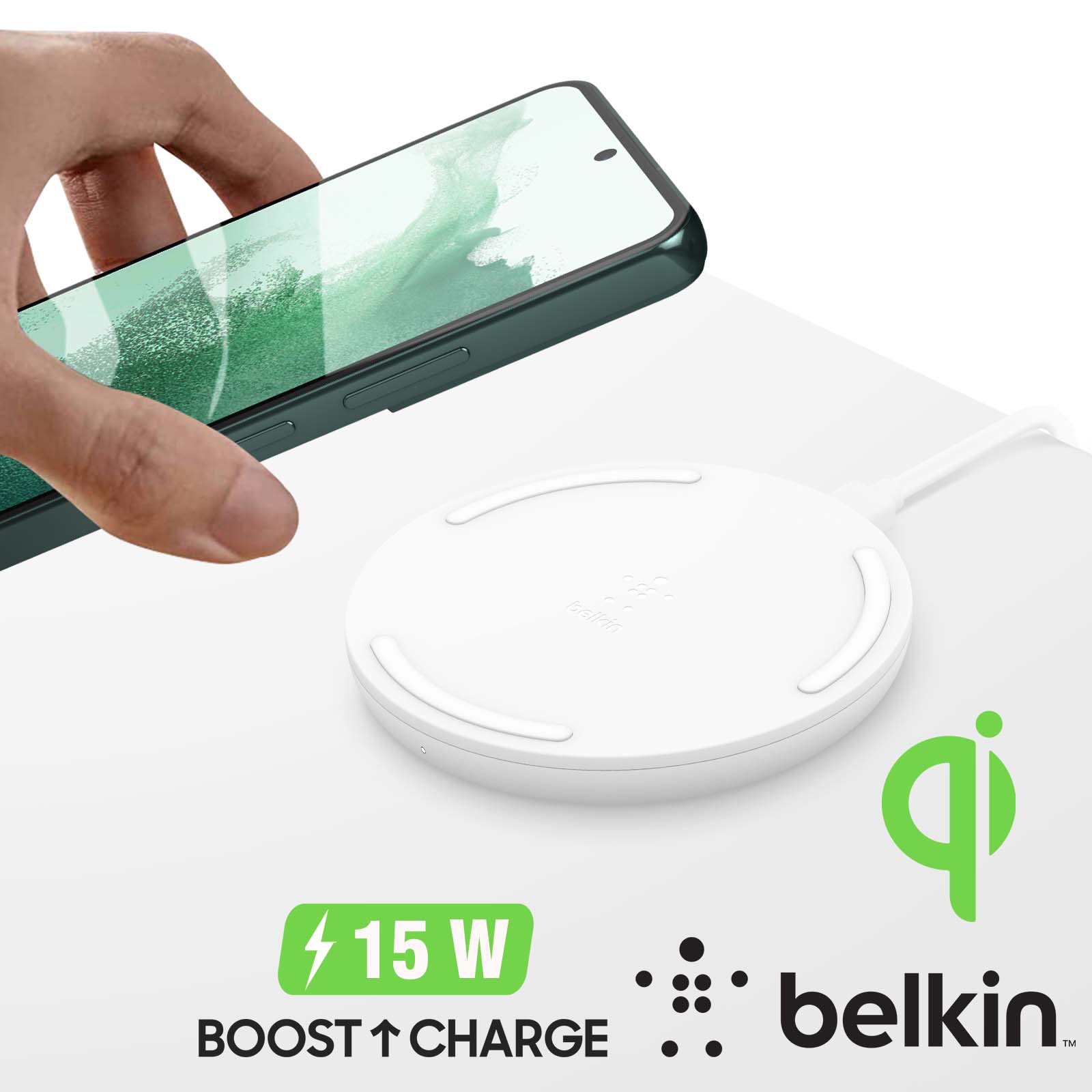 Base de carga inalámbrica Belkin BoostCharge 15 W Negro + Cargador de pared  QC 3.0 24 W - Cargador para teléfono móvil