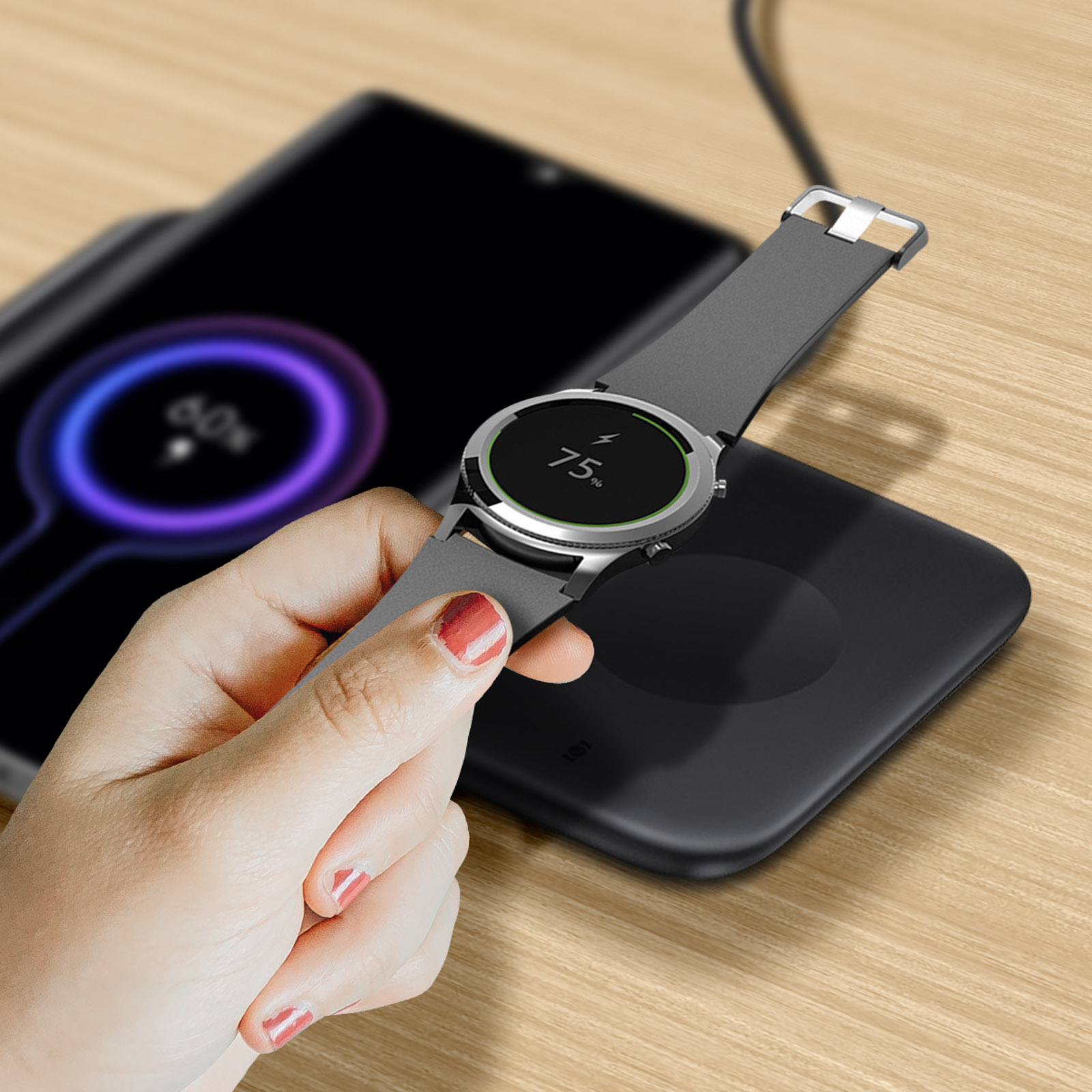 Samsung Duo Watch Flat Pad Noir - Chargeur téléphone - Garantie 3 ans LDLC
