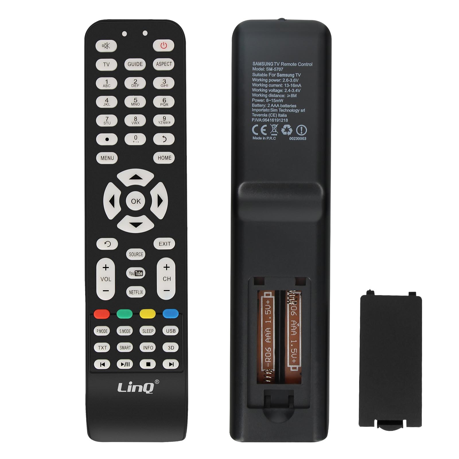 Télécommande Universelle TV Satellite Audio Lecteur DVD Portée 10m LinQ  Noir
