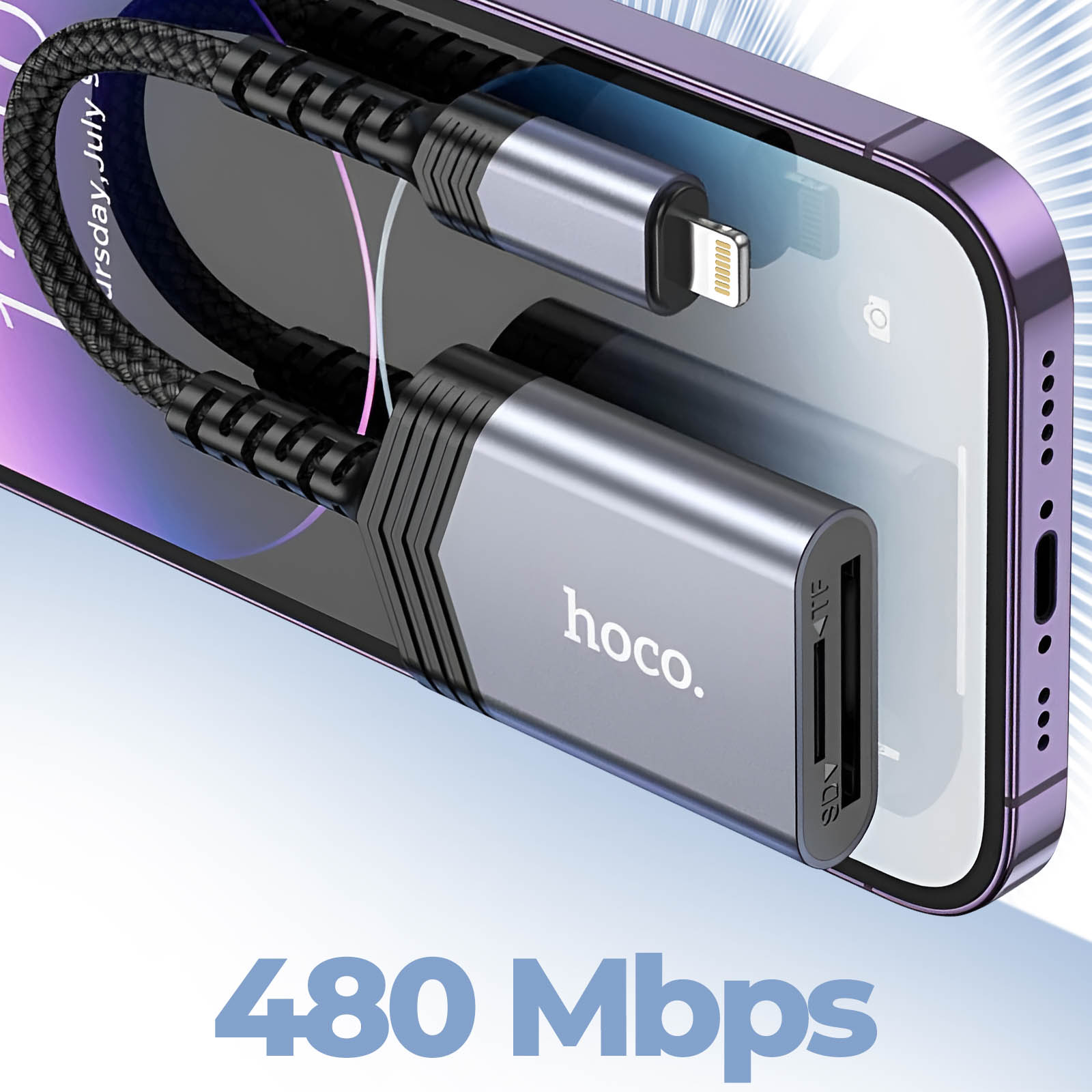 Lecteur Carte iPhone / iPad pour Carte SD + micro SD (2TB) - Hoco