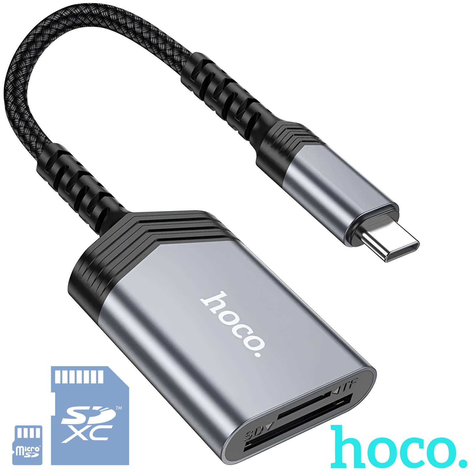 Lecteur Carte USB-C pour Carte SD + micro SD (2TB) - Hoco