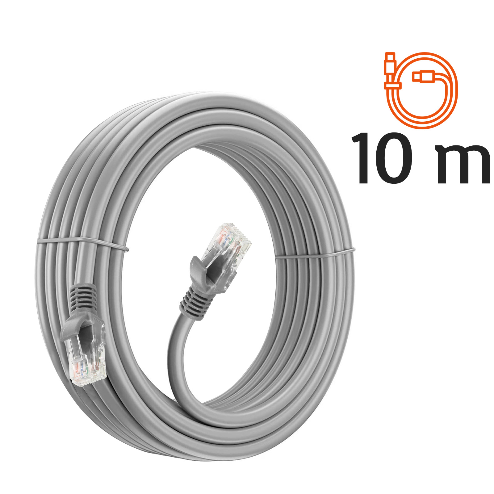 Câble Ethernet 10m, RJ45 Catégorie 6 Transfert 10Gbps - 250MHz, LinQ - Gris  - Français