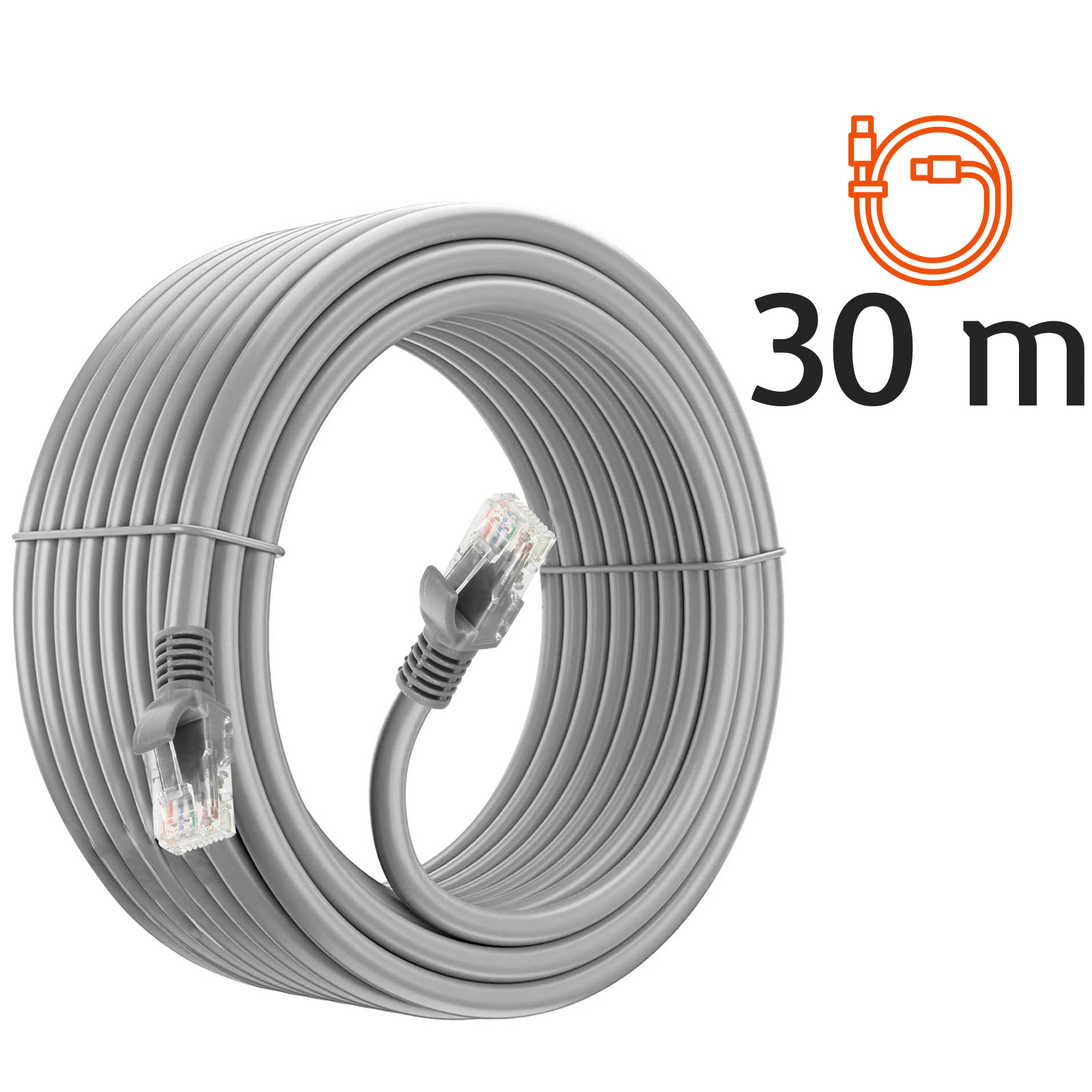 Câble Ethernet 30m, RJ45 Catégorie 6 Transfert 10Gbps - 250MHz, LinQ - Gris  - Français